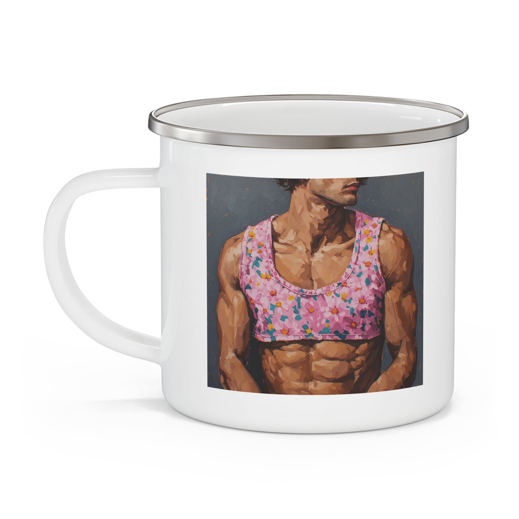 Pink Crop- Top Print Camping Enamel Cup