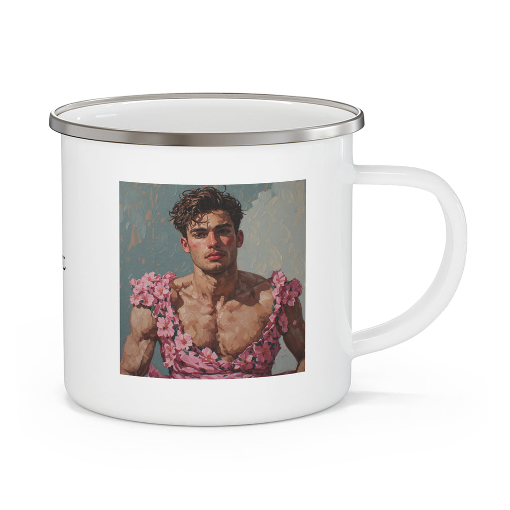 Man In Pink Dress Enamel Cup w/ Rile by IL Logo
