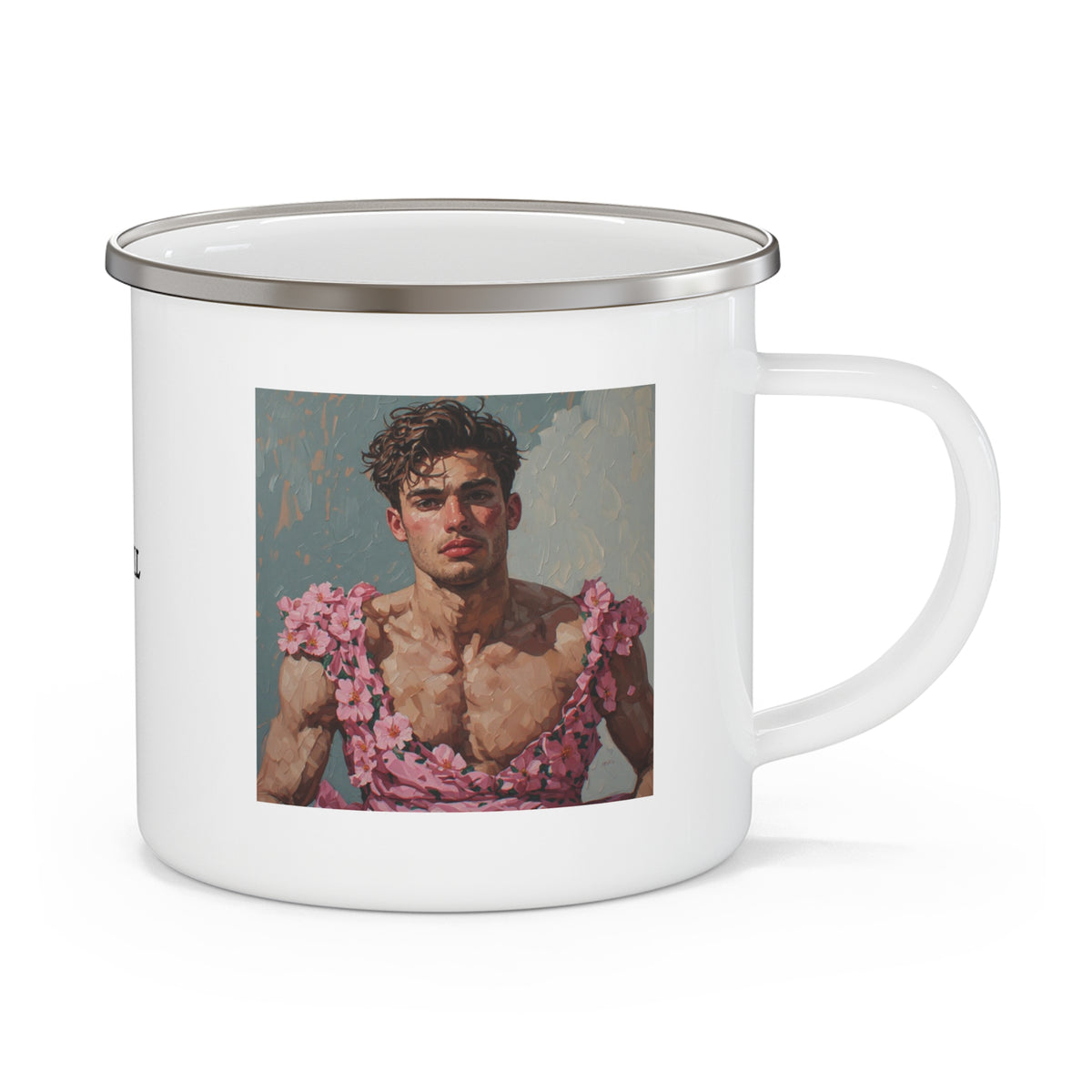 Man In Pink Dress Enamel Cup w/ Rile by IL Logo