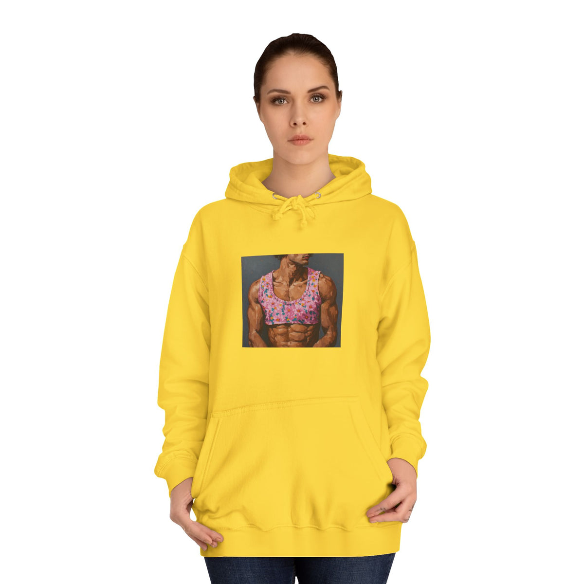 Man In Pink Crop Top Hoodie