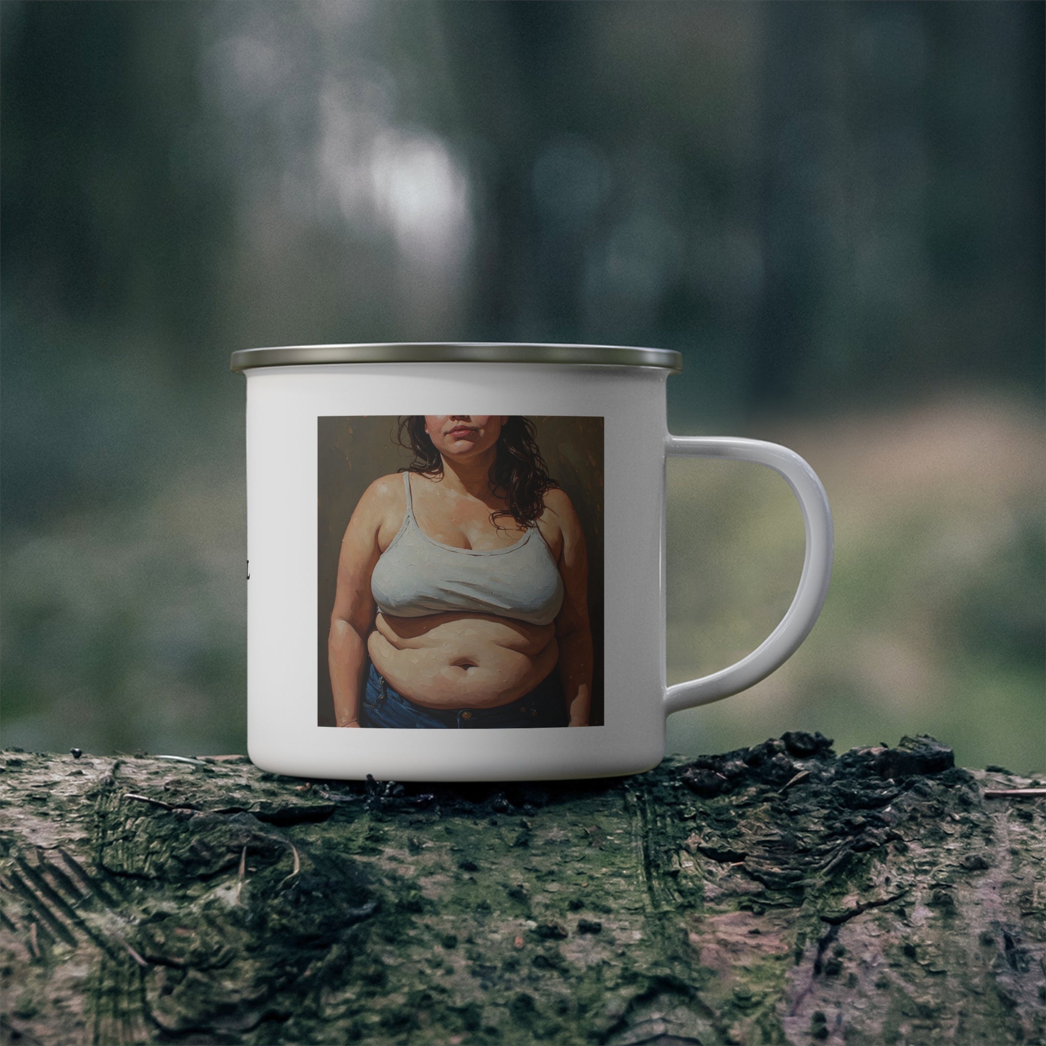 Woman In Jeans Camping Enamel Cup