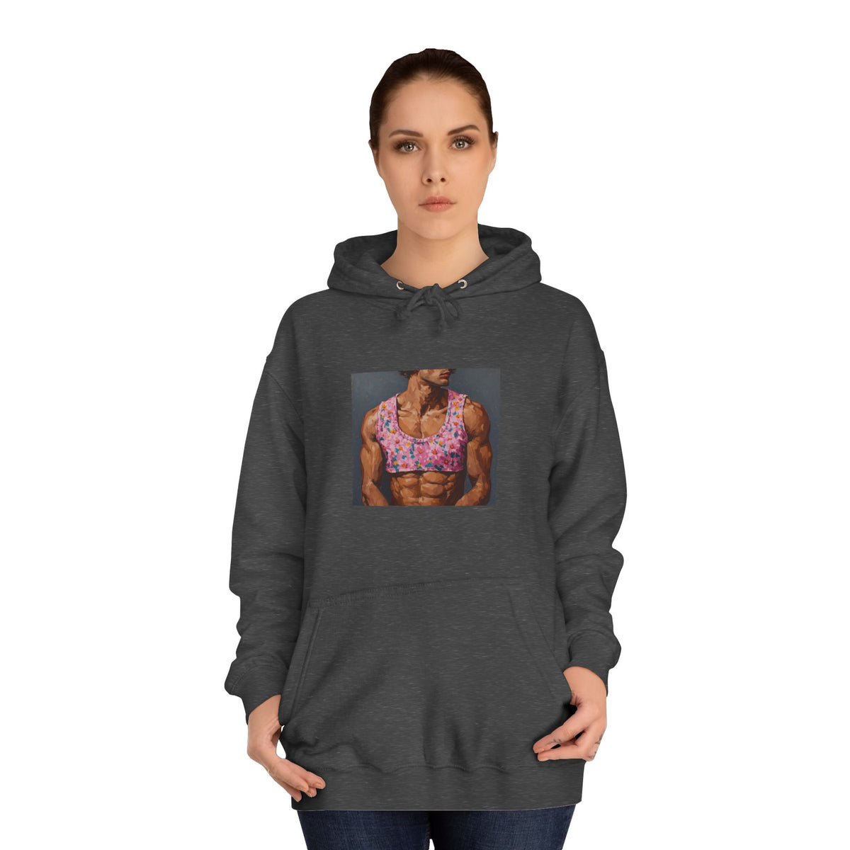 Man In Pink Crop Top Hoodie