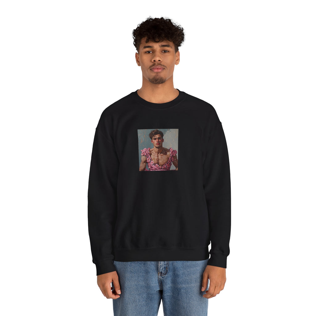 Man In Pink Dress Crewneck Sweatshirt