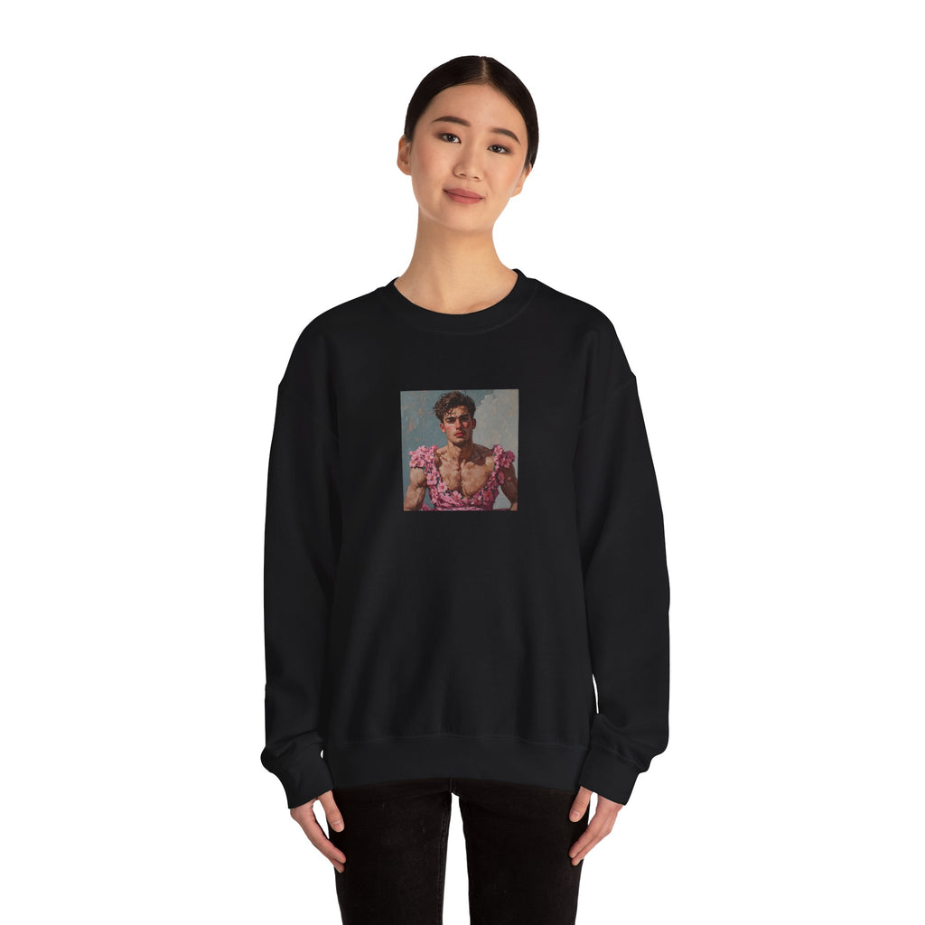 Man In Pink Dress Crewneck Sweatshirt