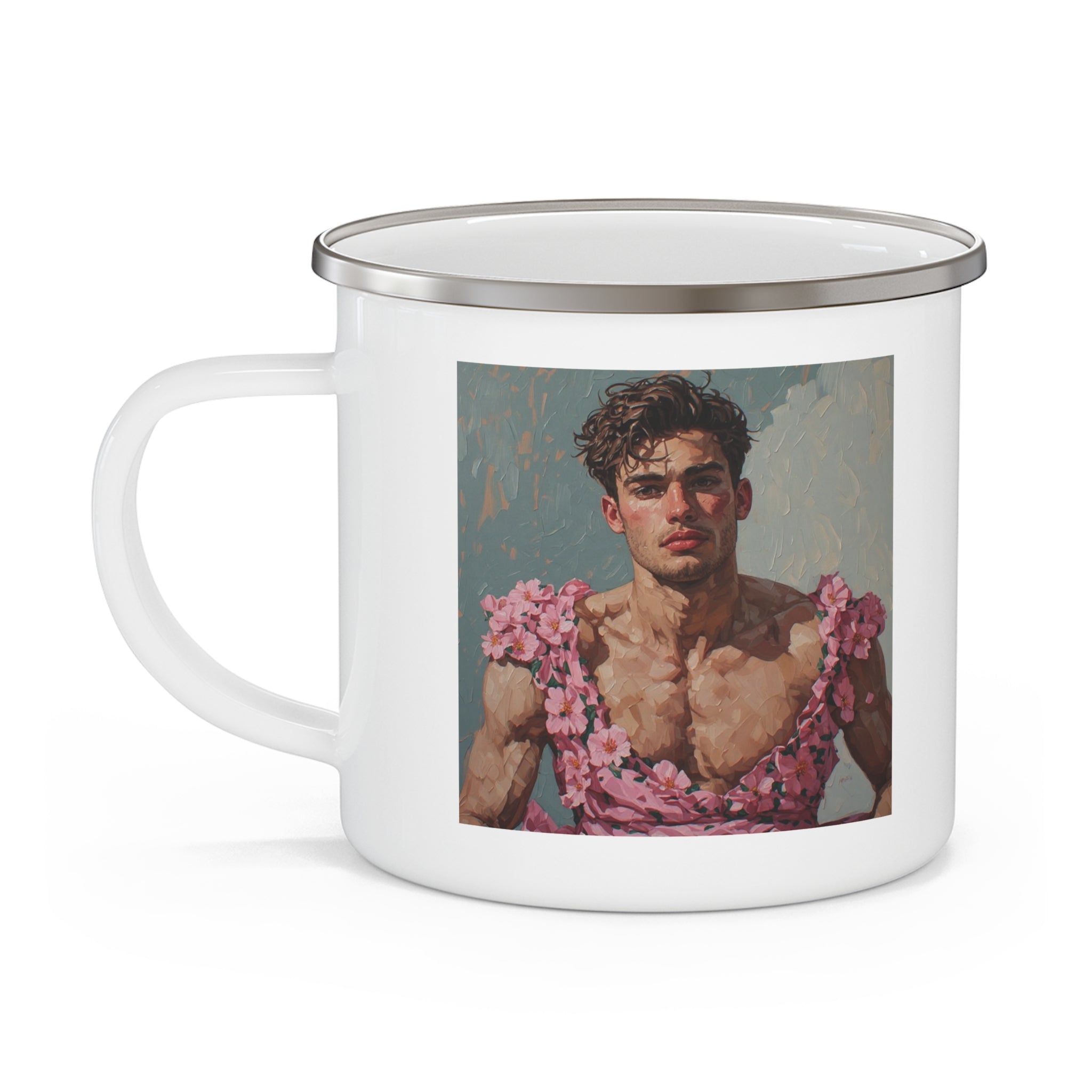 Man In Pink Dress Camping Enamel Cup