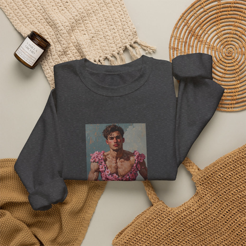 Man In Pink Dress Crewneck Sweatshirt