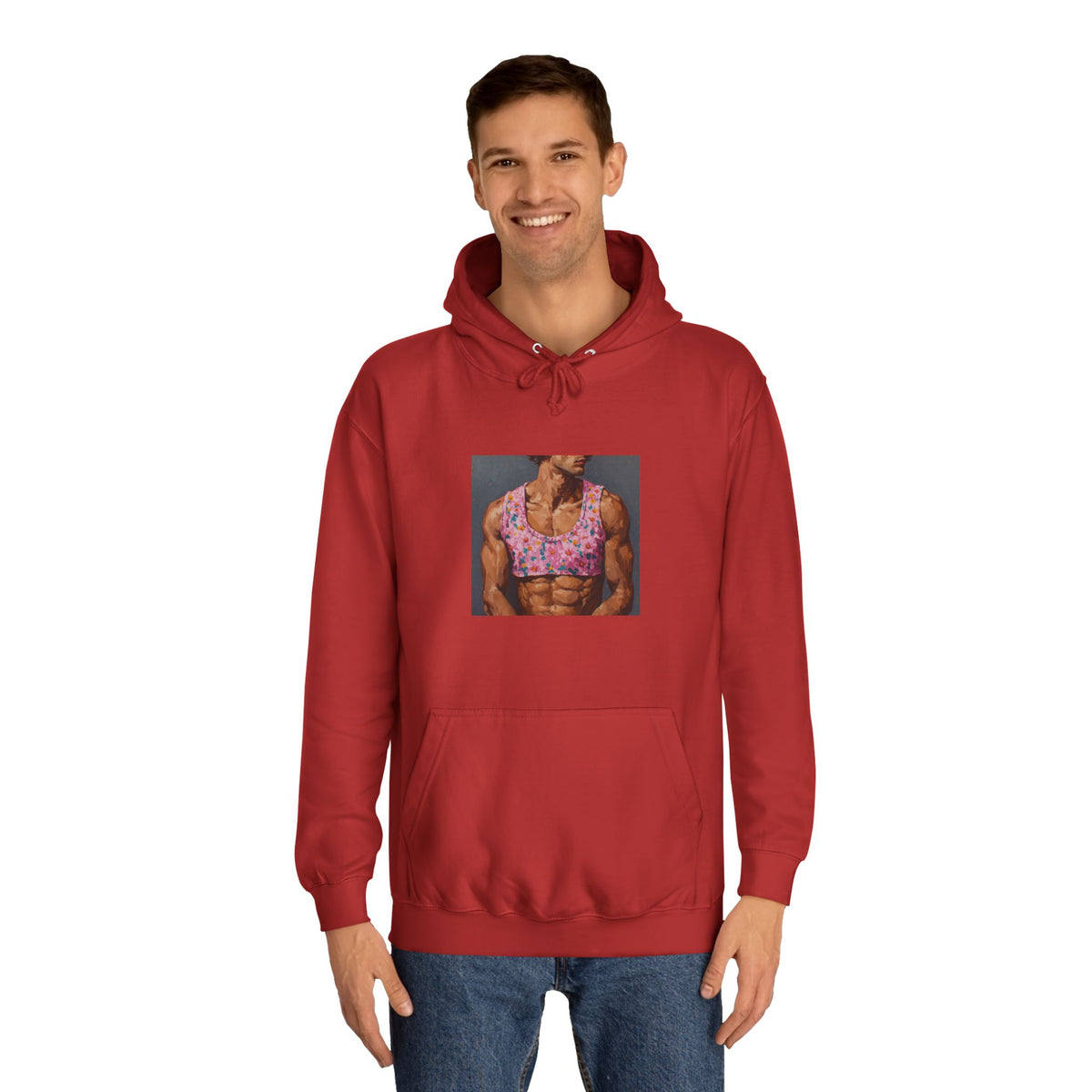 Man In Pink Crop Top Hoodie