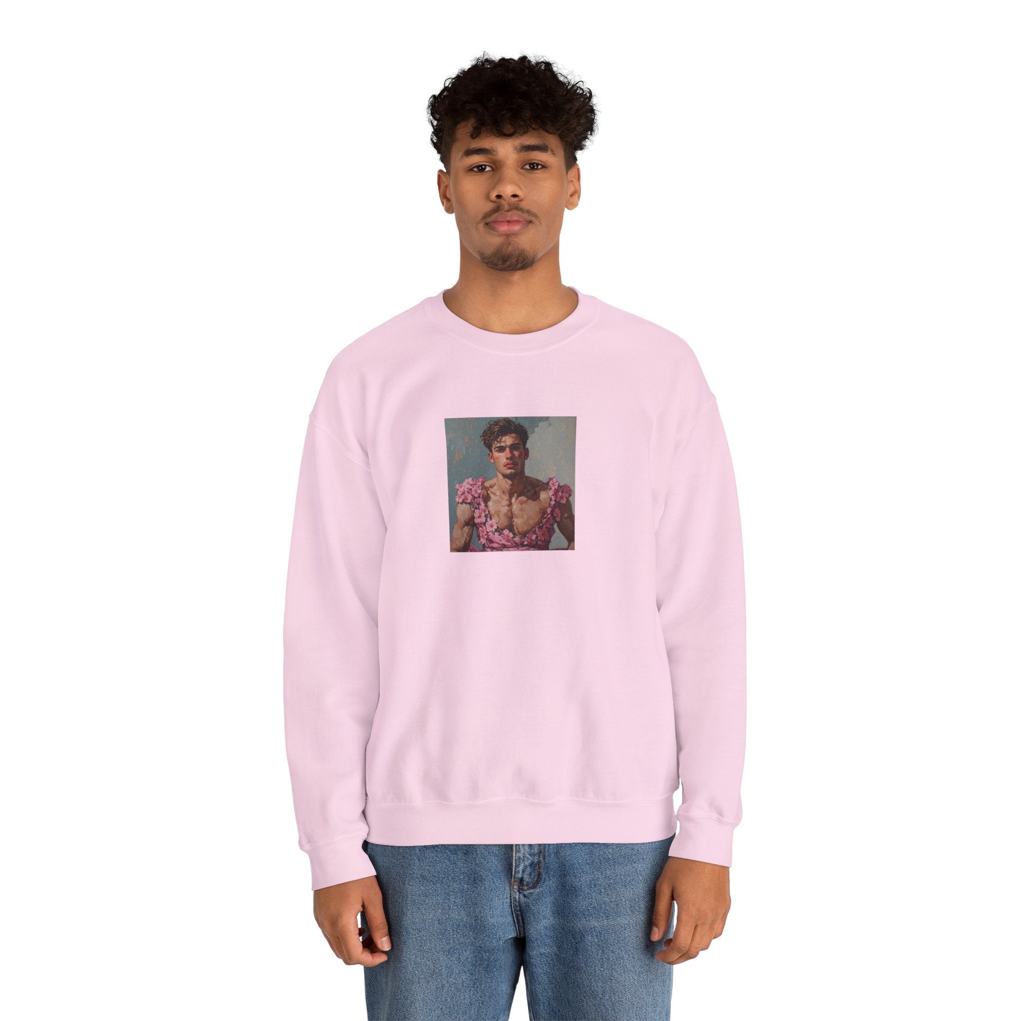 Man In Pink Dress Crewneck Sweatshirt
