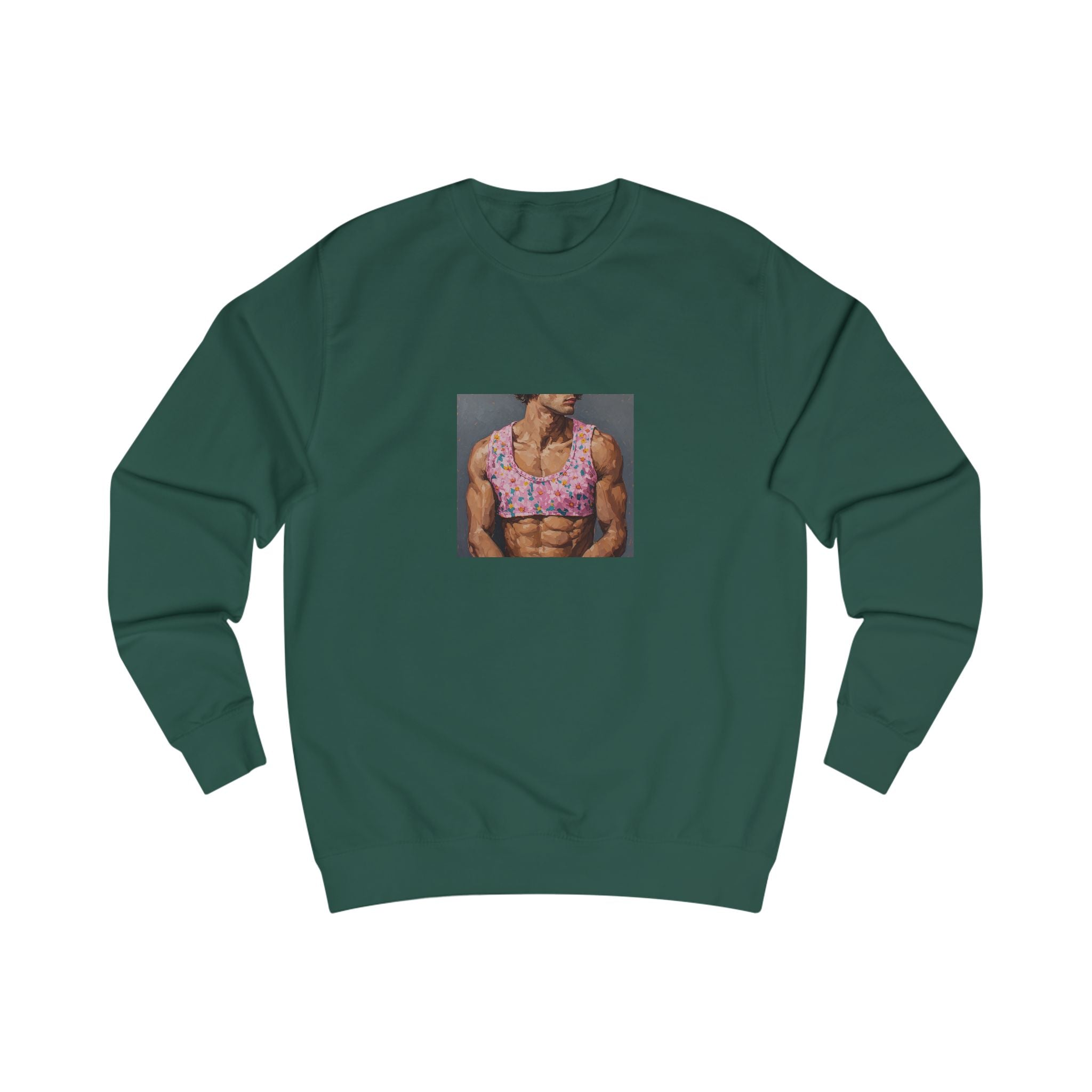 Pink Crop-Top Print Sweatshirt