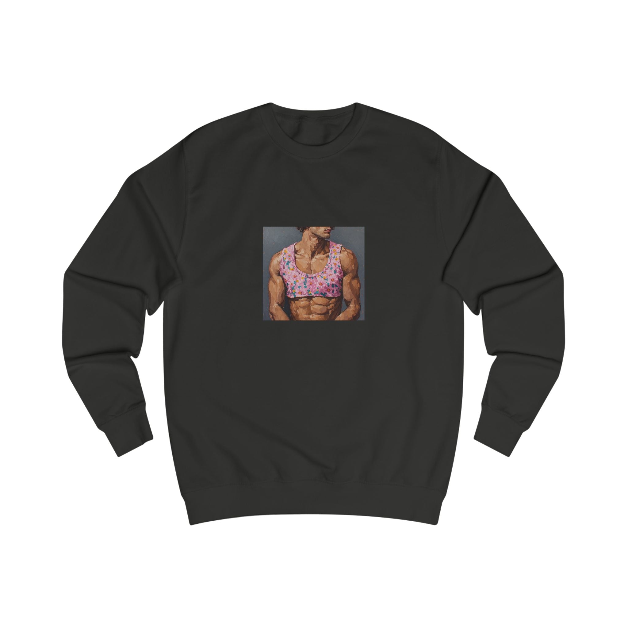 Pink Crop-Top Print Sweatshirt