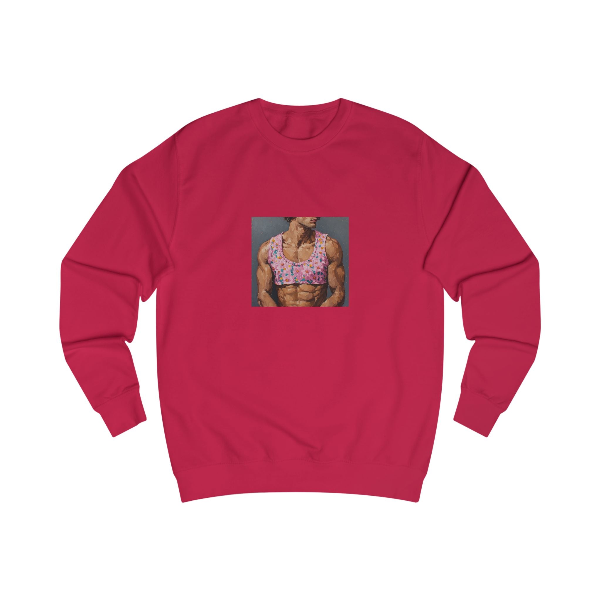 Pink Crop-Top Print Sweatshirt
