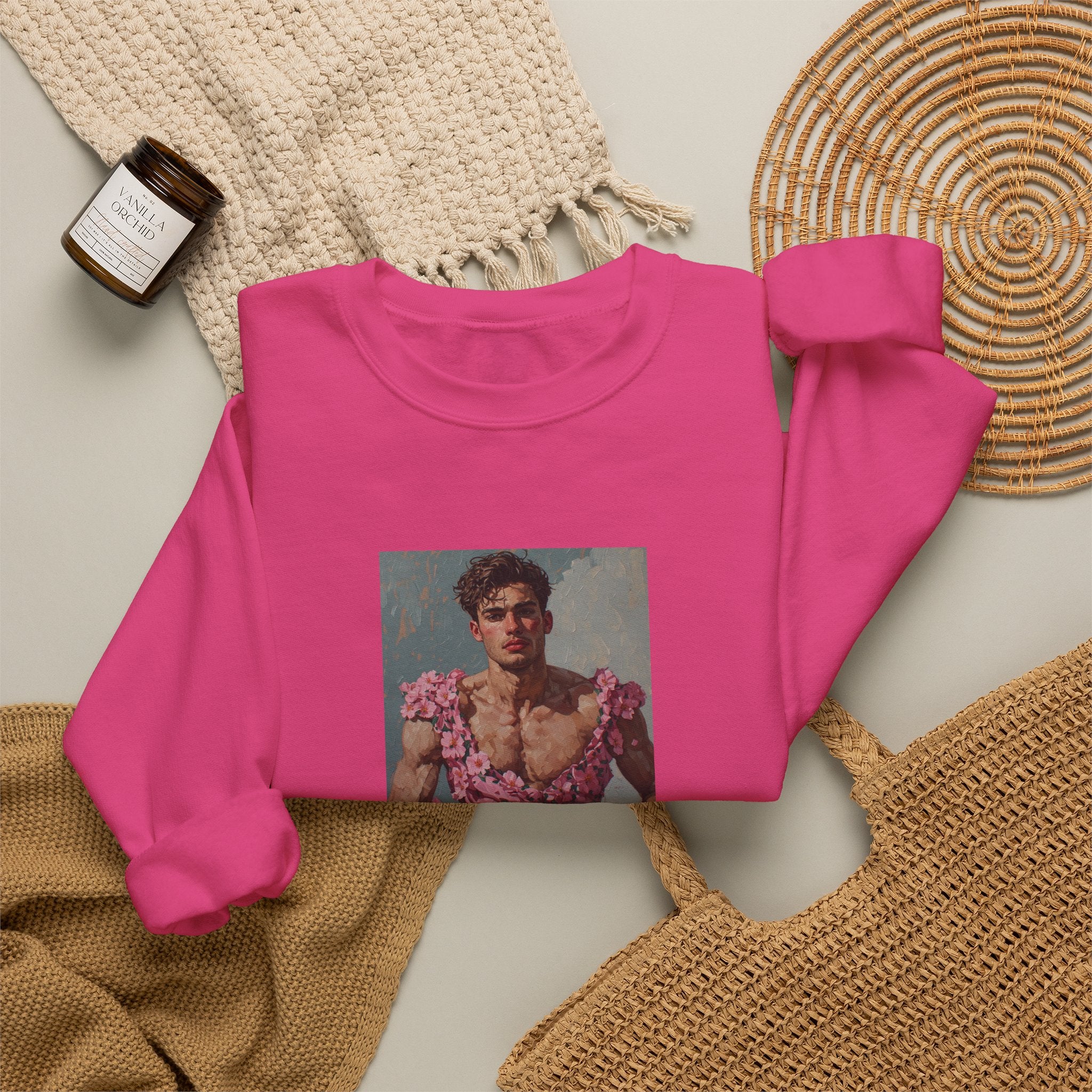 Man In Pink Dress Crewneck Sweatshirt