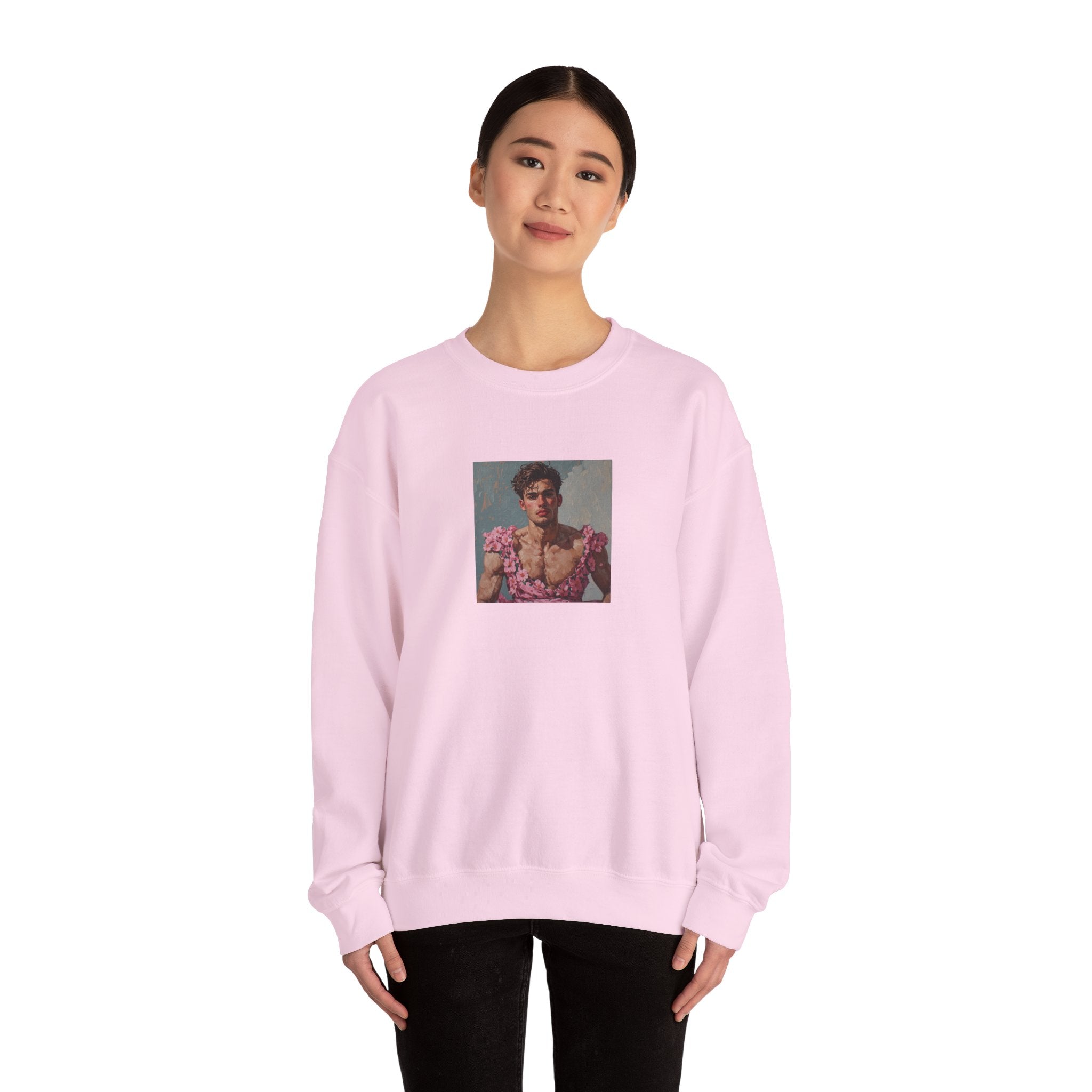 Man In Pink Dress Crewneck Sweatshirt