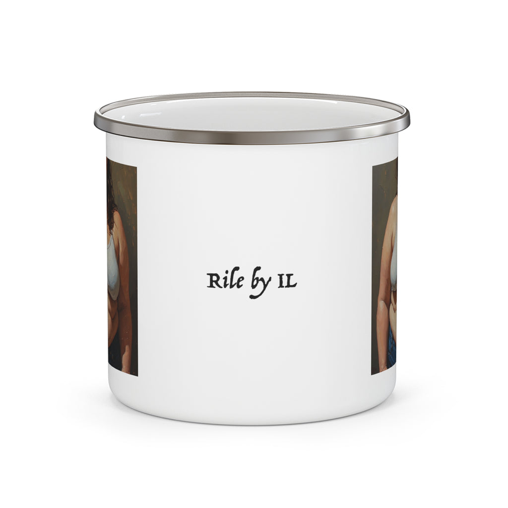 Woman In Jeans Camping Enamel Cup