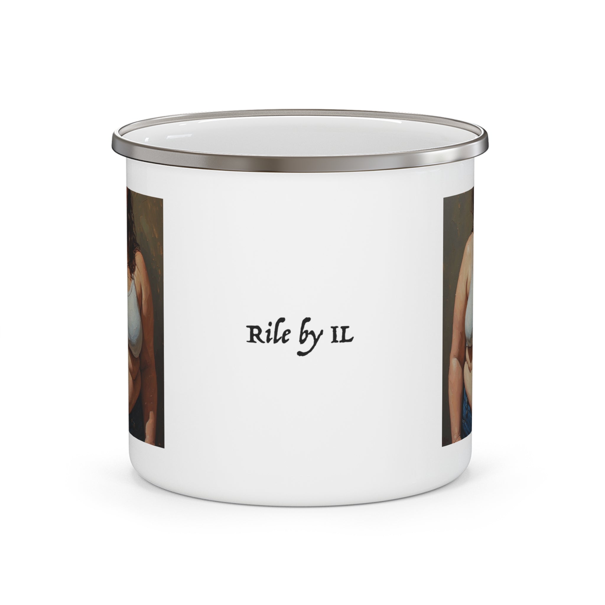 Woman In Jeans Camping Enamel Cup