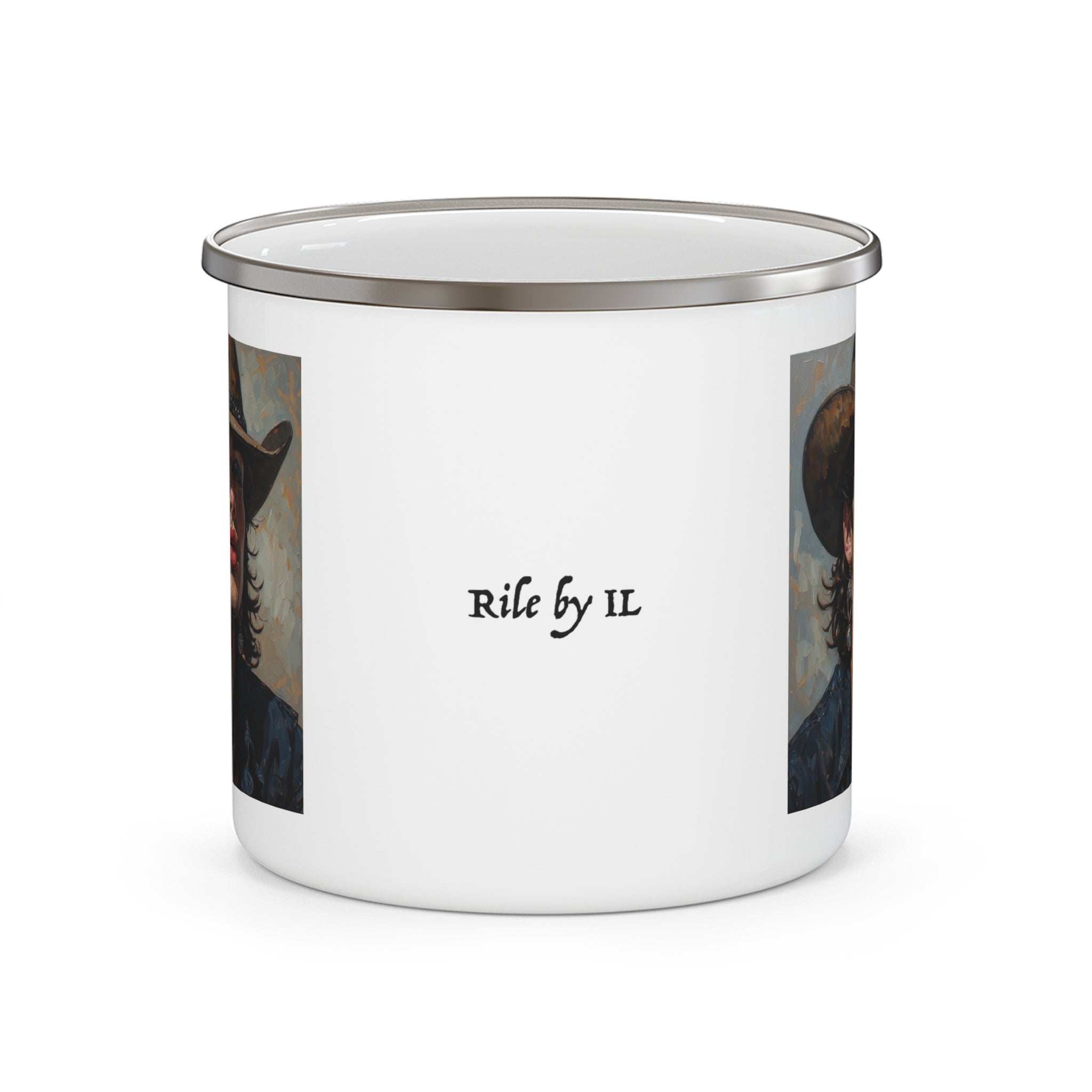 Cowboy Portrait Camping Enamel Cup