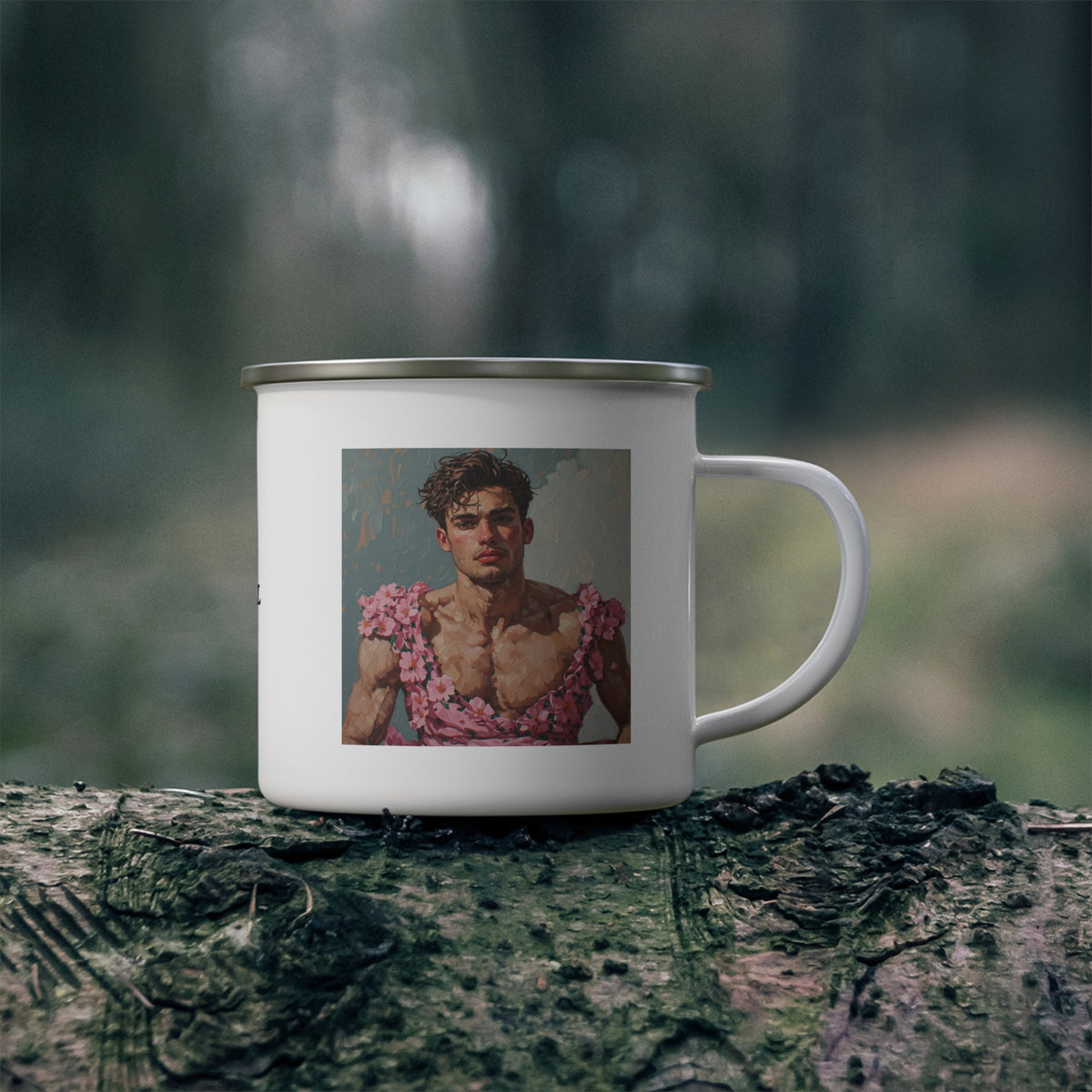 Man In Pink Dress Enamel Cup w/ Rile by IL Logo