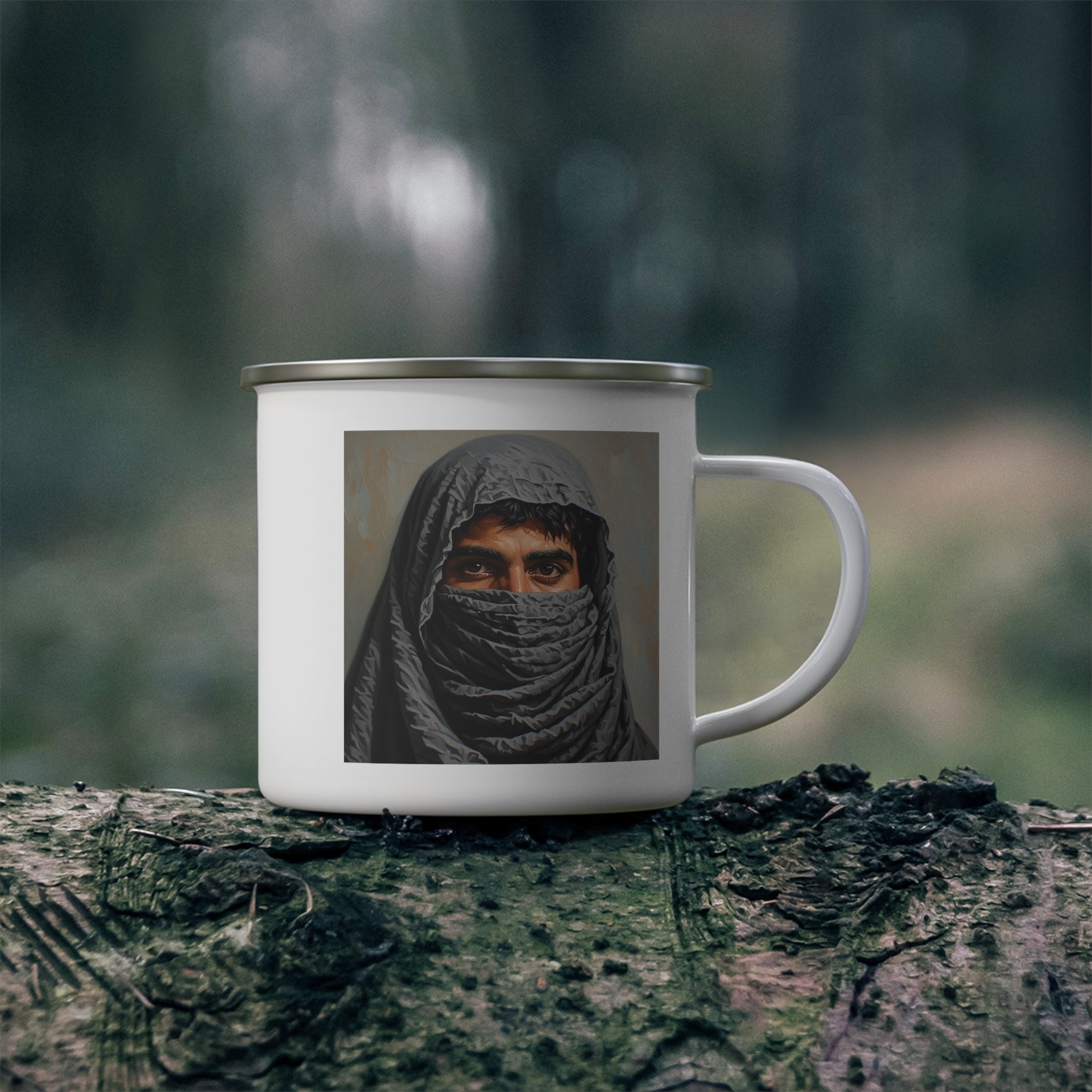 Veiled Man Camping Enamel Cup