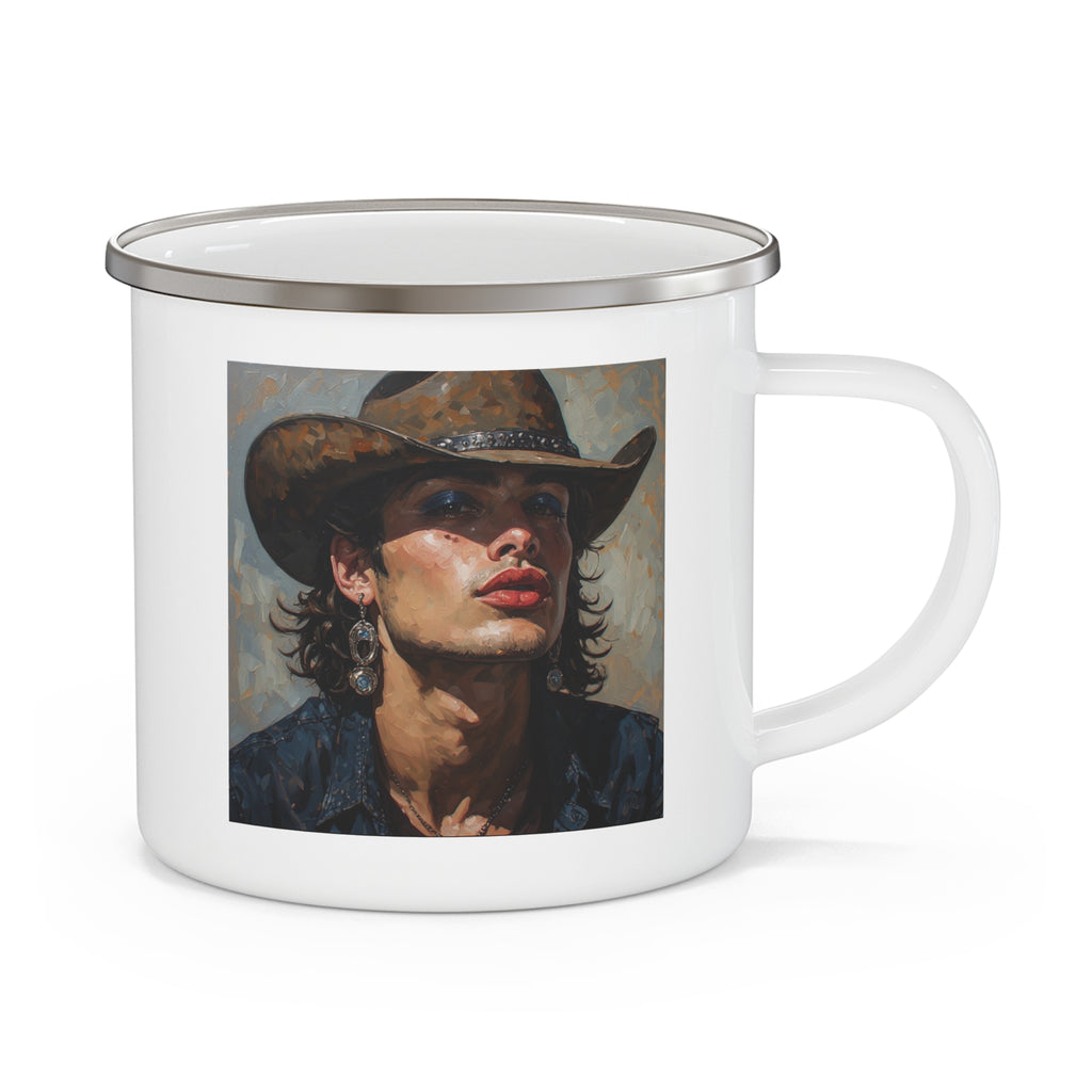 Cowboy Portrait Camping Enamel Cup
