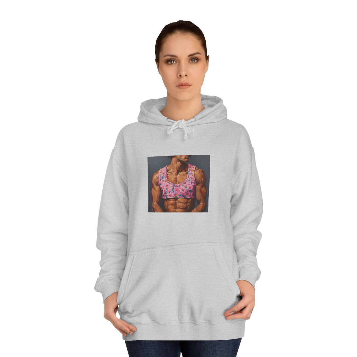 Man In Pink Crop Top Hoodie
