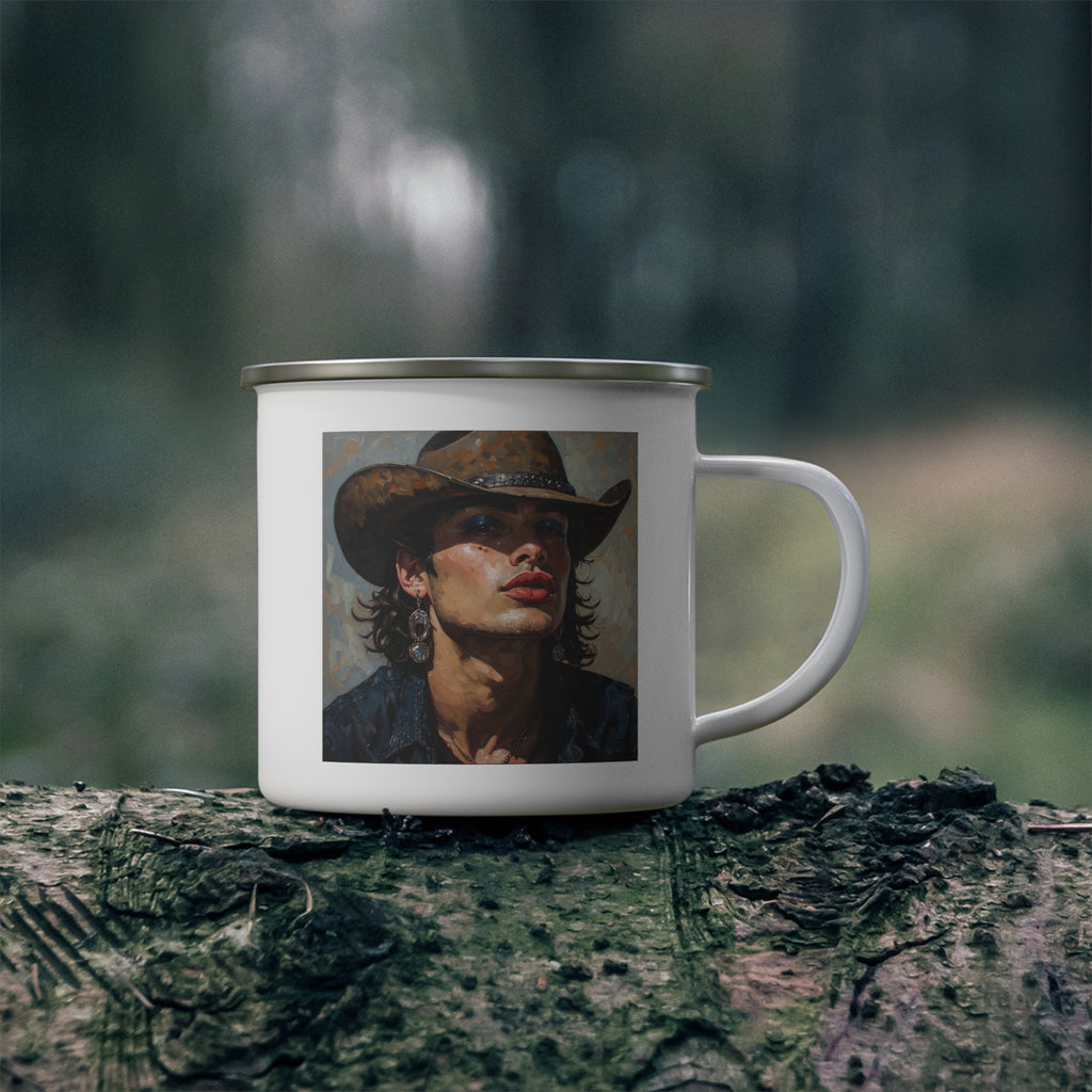 Cowboy Portrait Camping Enamel Cup