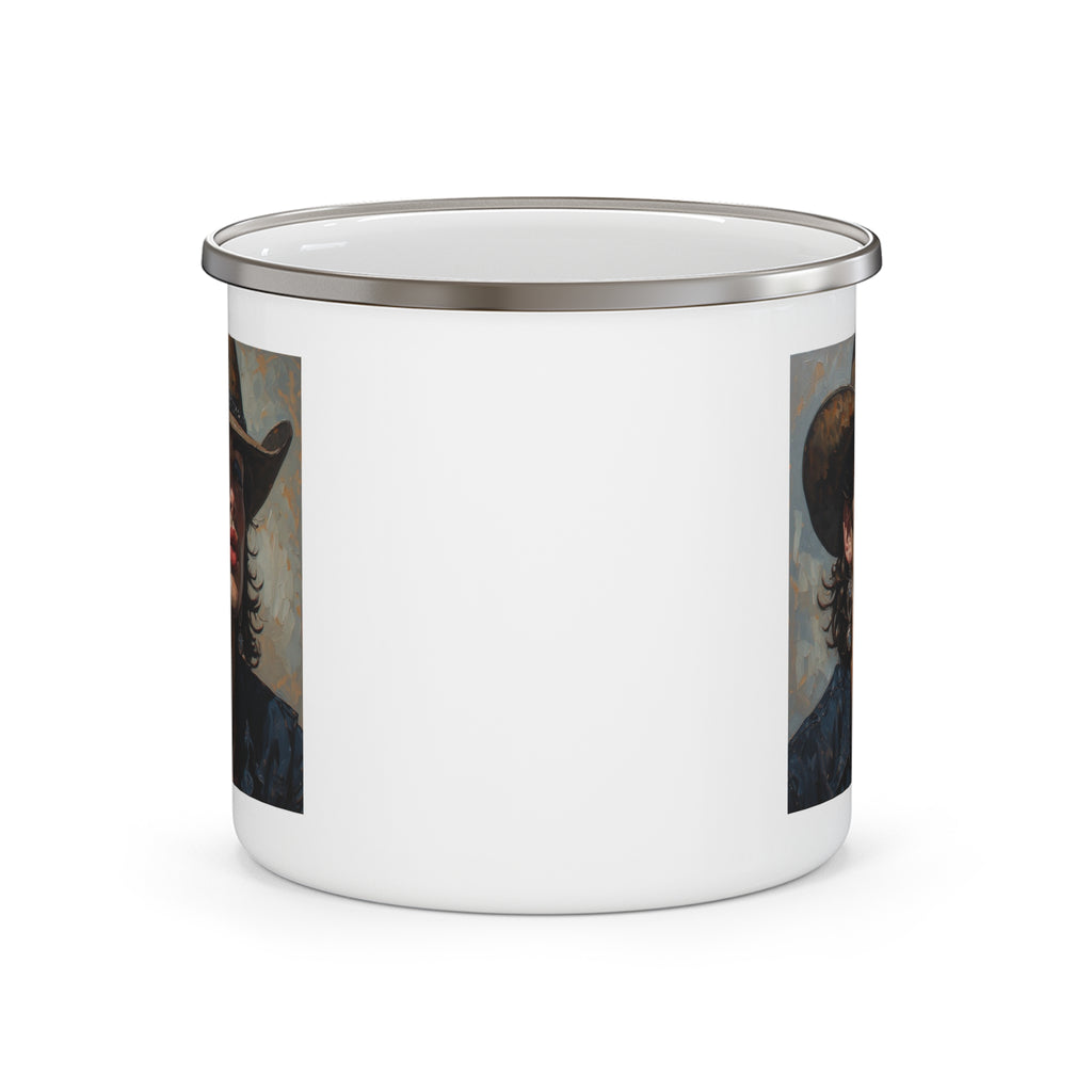 Cowboy Portrait Camping Enamel Cup