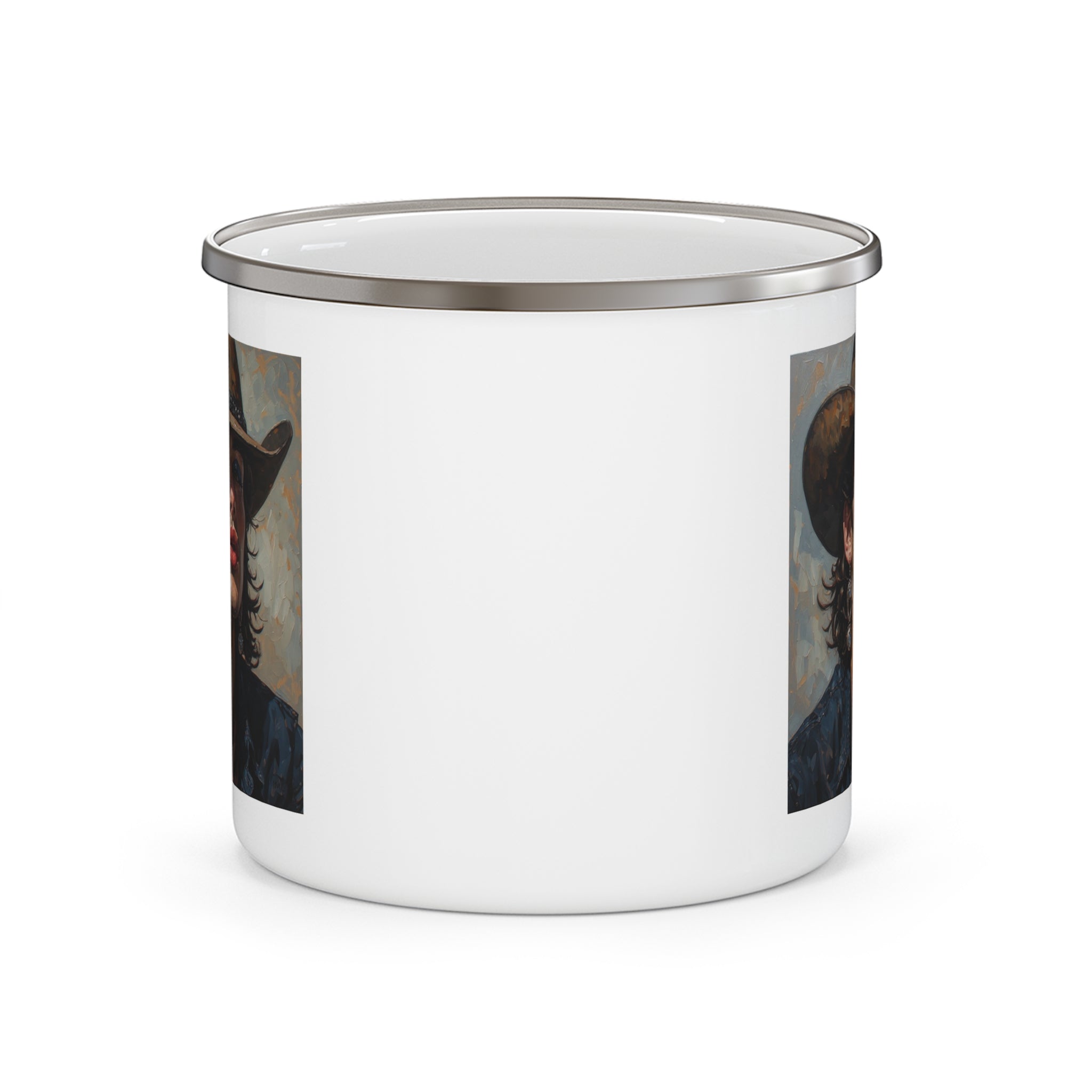 Cowboy Portrait Camping Enamel Cup