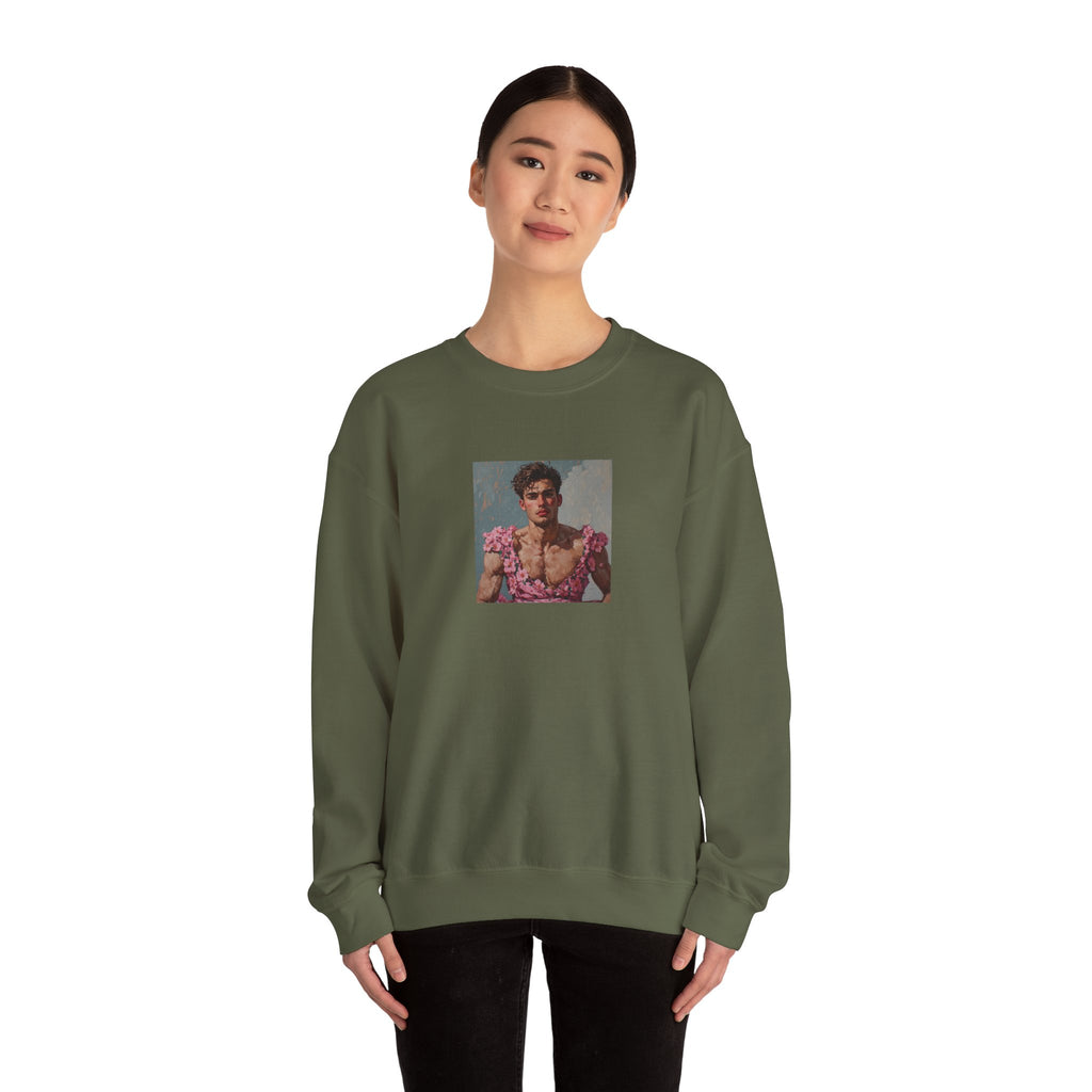 Man In Pink Dress Crewneck Sweatshirt