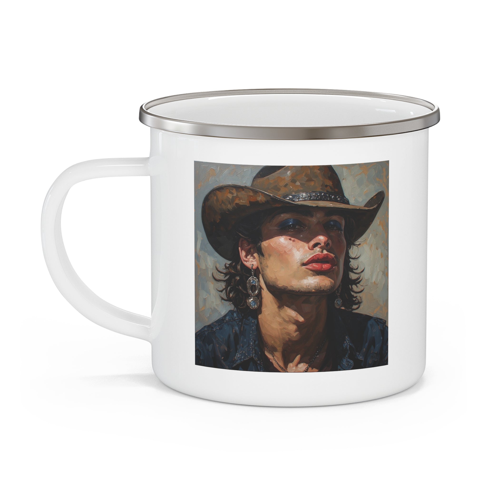 Cowboy Portrait Camping Enamel Cup