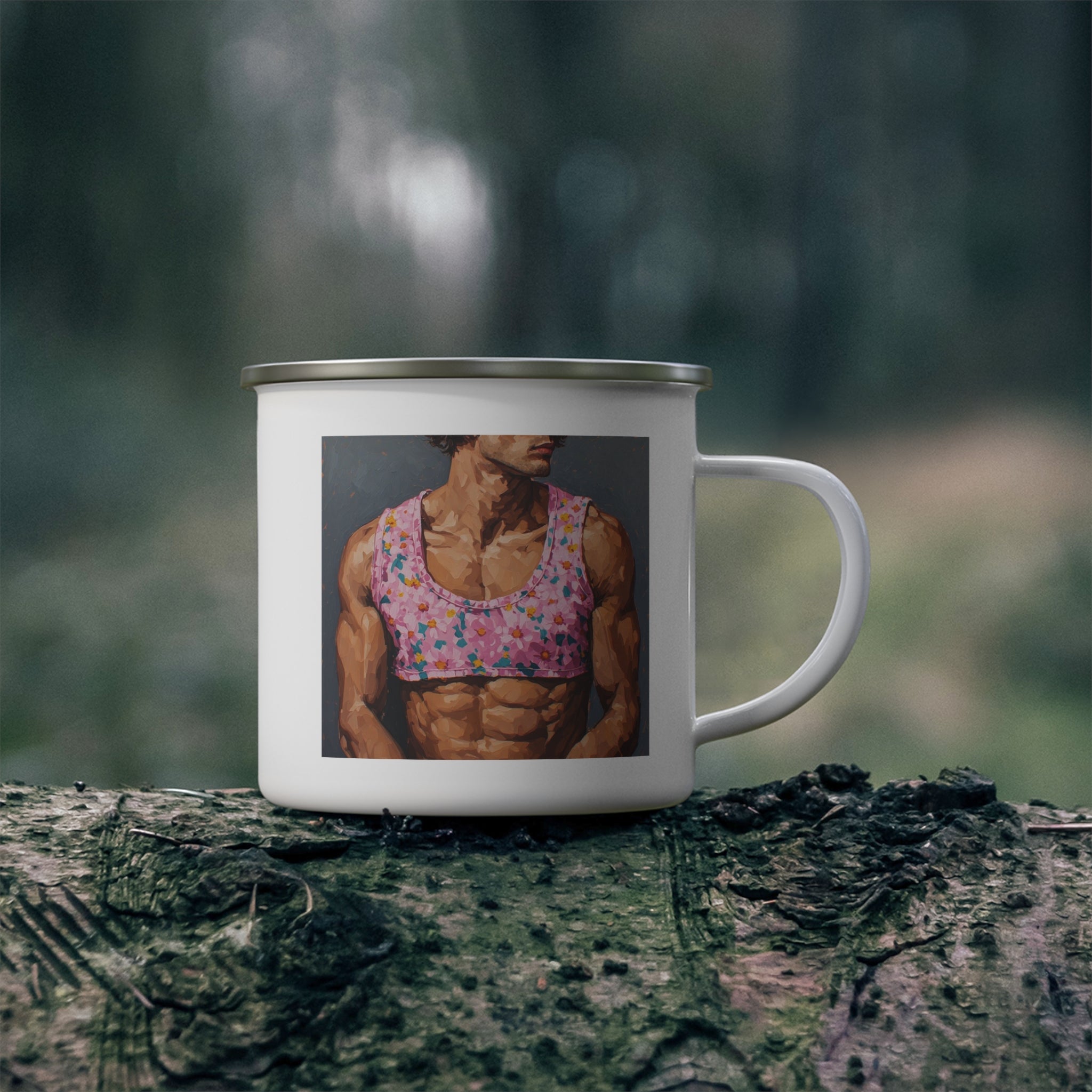 Pink Crop- Top Print Camping Enamel Cup