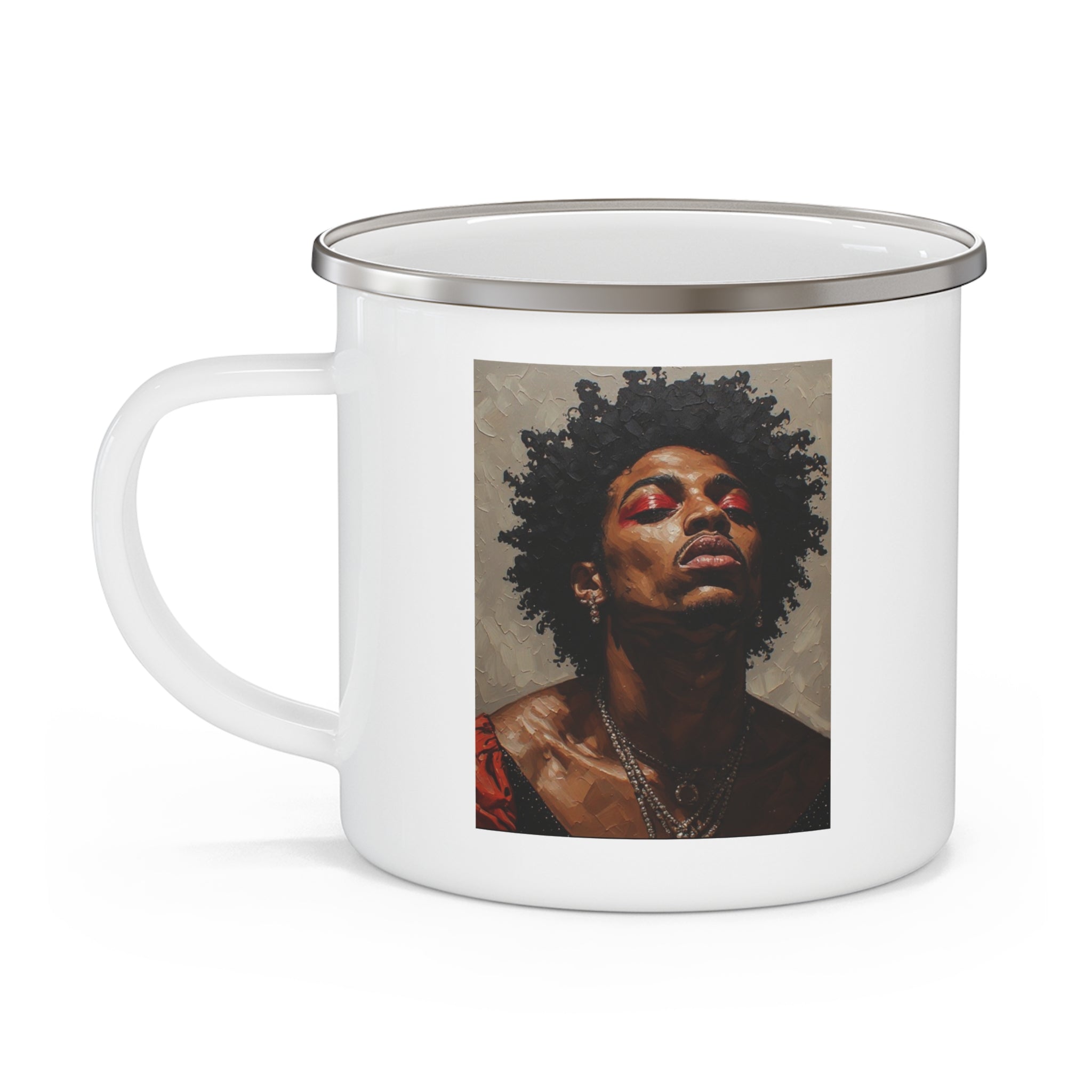 Man w/ Red Eyeshadow Camping Enamel Cup