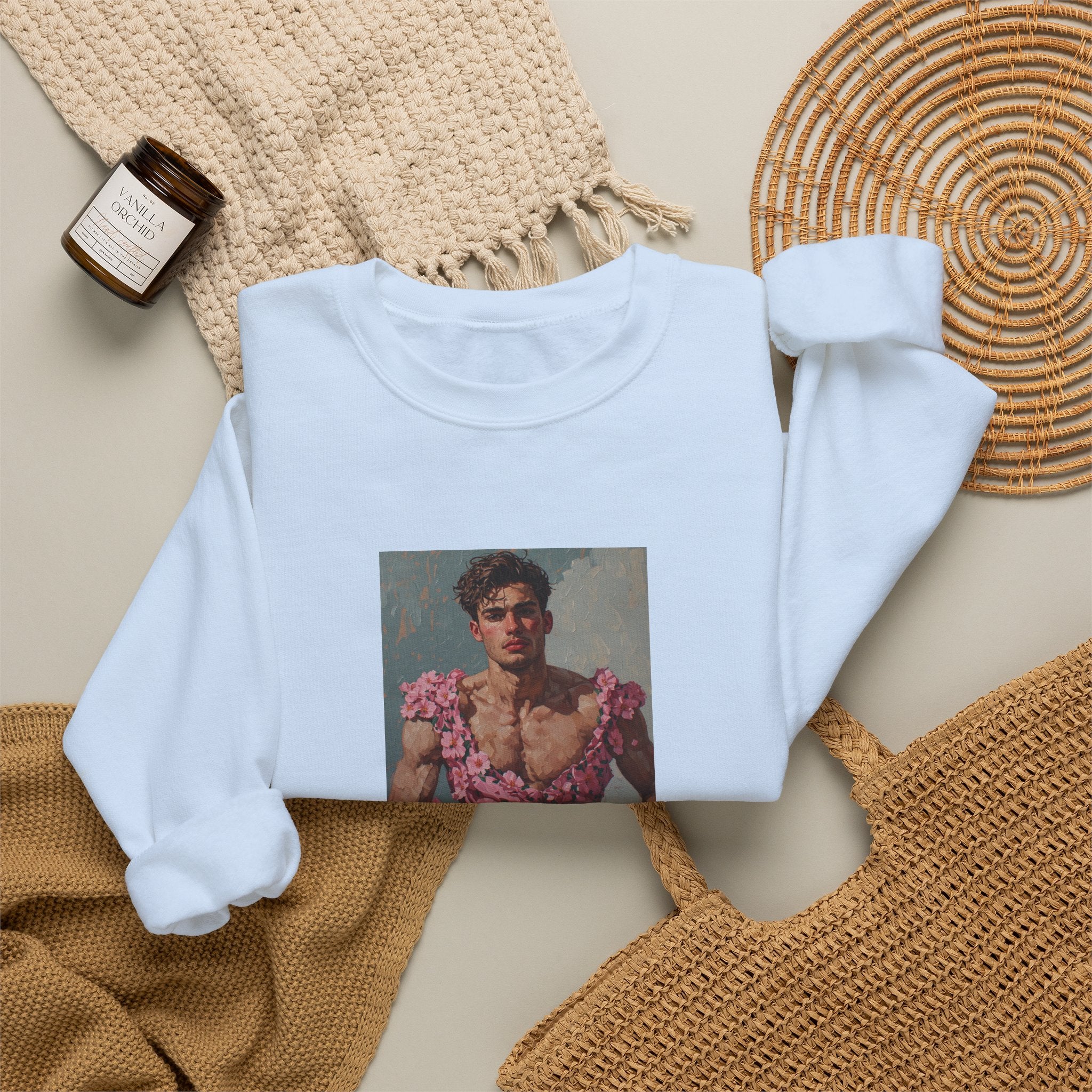 Man In Pink Dress Crewneck Sweatshirt
