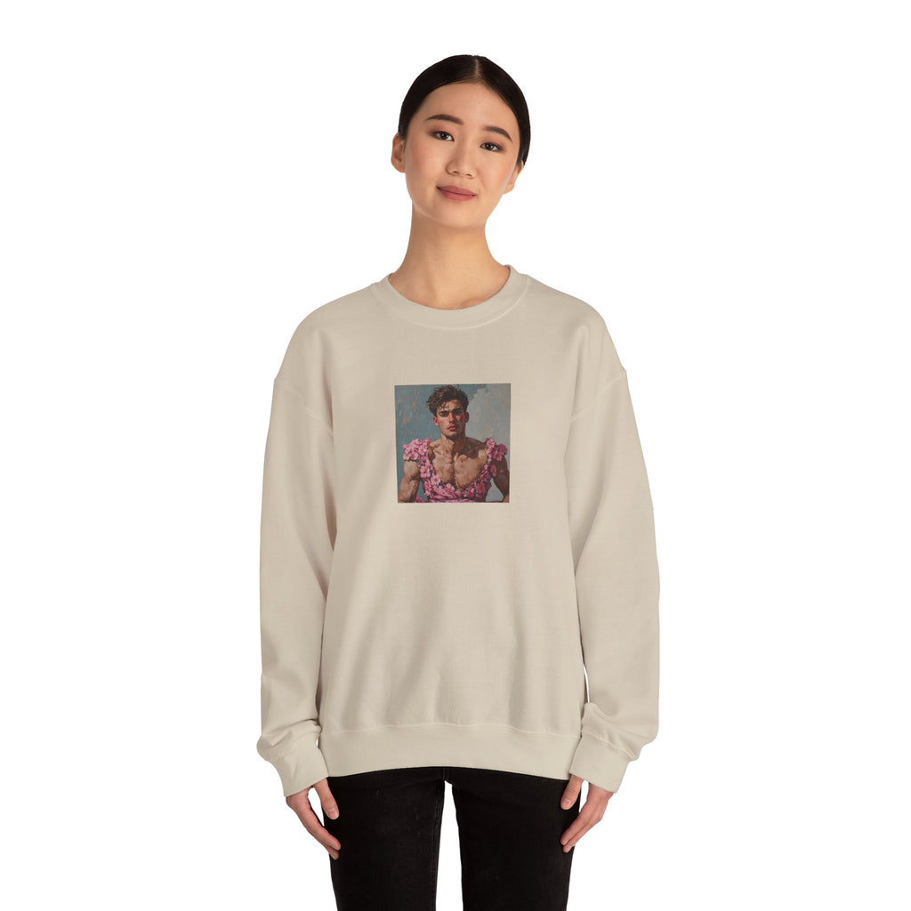 Man In Pink Dress Crewneck Sweatshirt