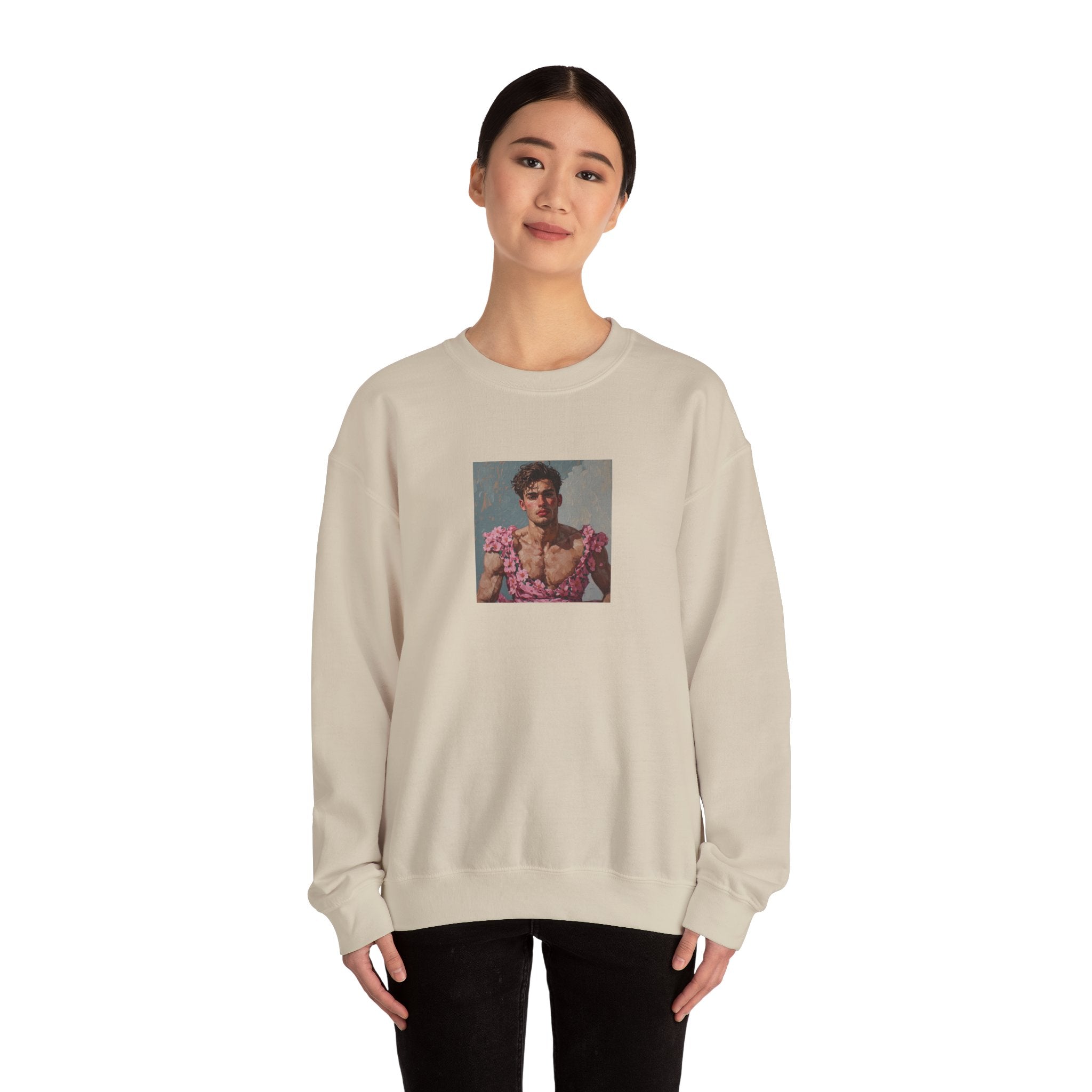Man In Pink Dress Crewneck Sweatshirt