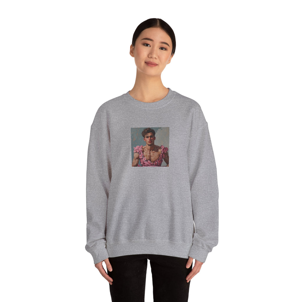 Man In Pink Dress Crewneck Sweatshirt