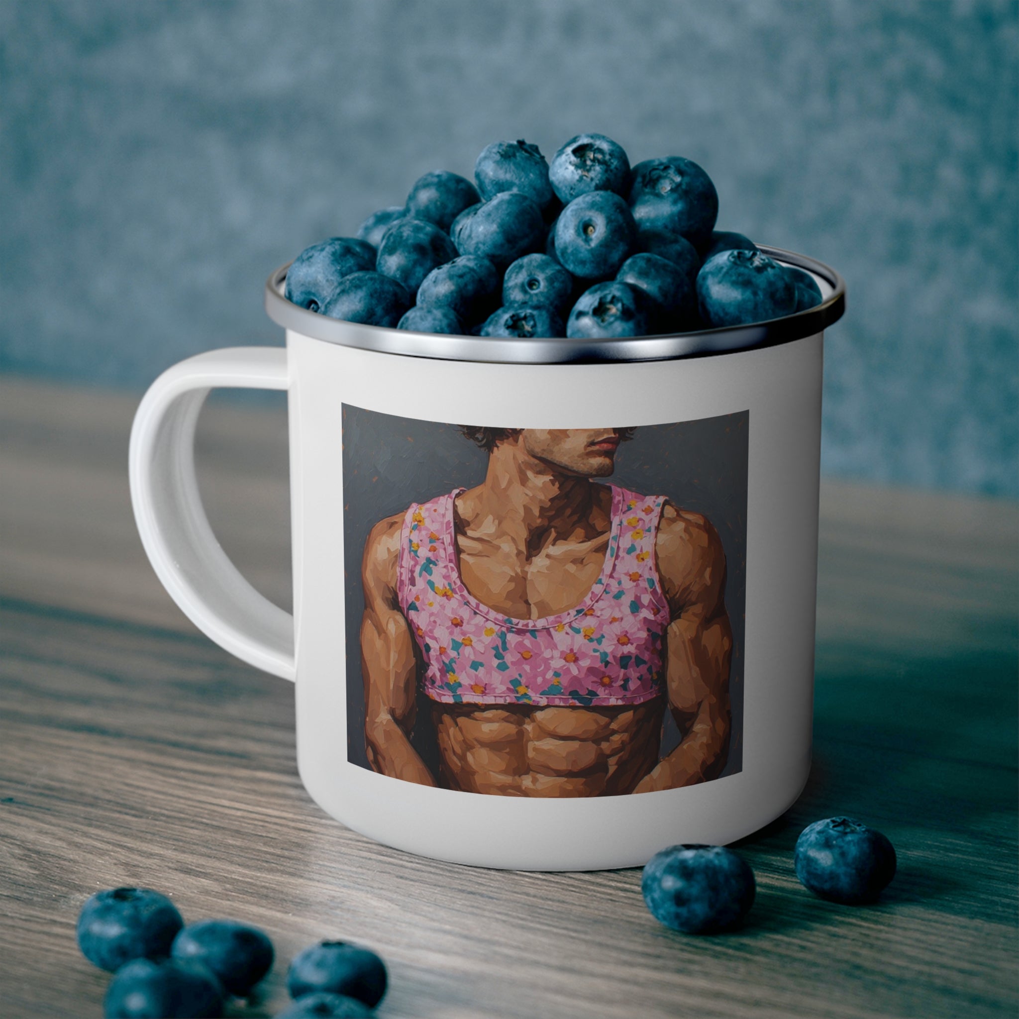 Pink Crop- Top Print Camping Enamel Cup