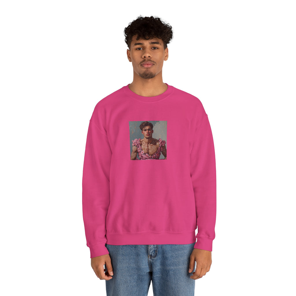Man In Pink Dress Crewneck Sweatshirt