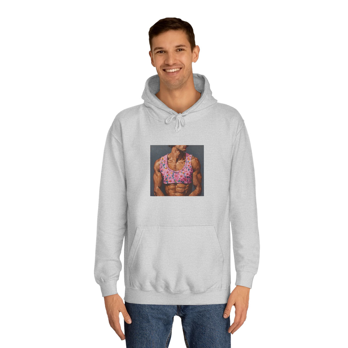 Man In Pink Crop Top Hoodie