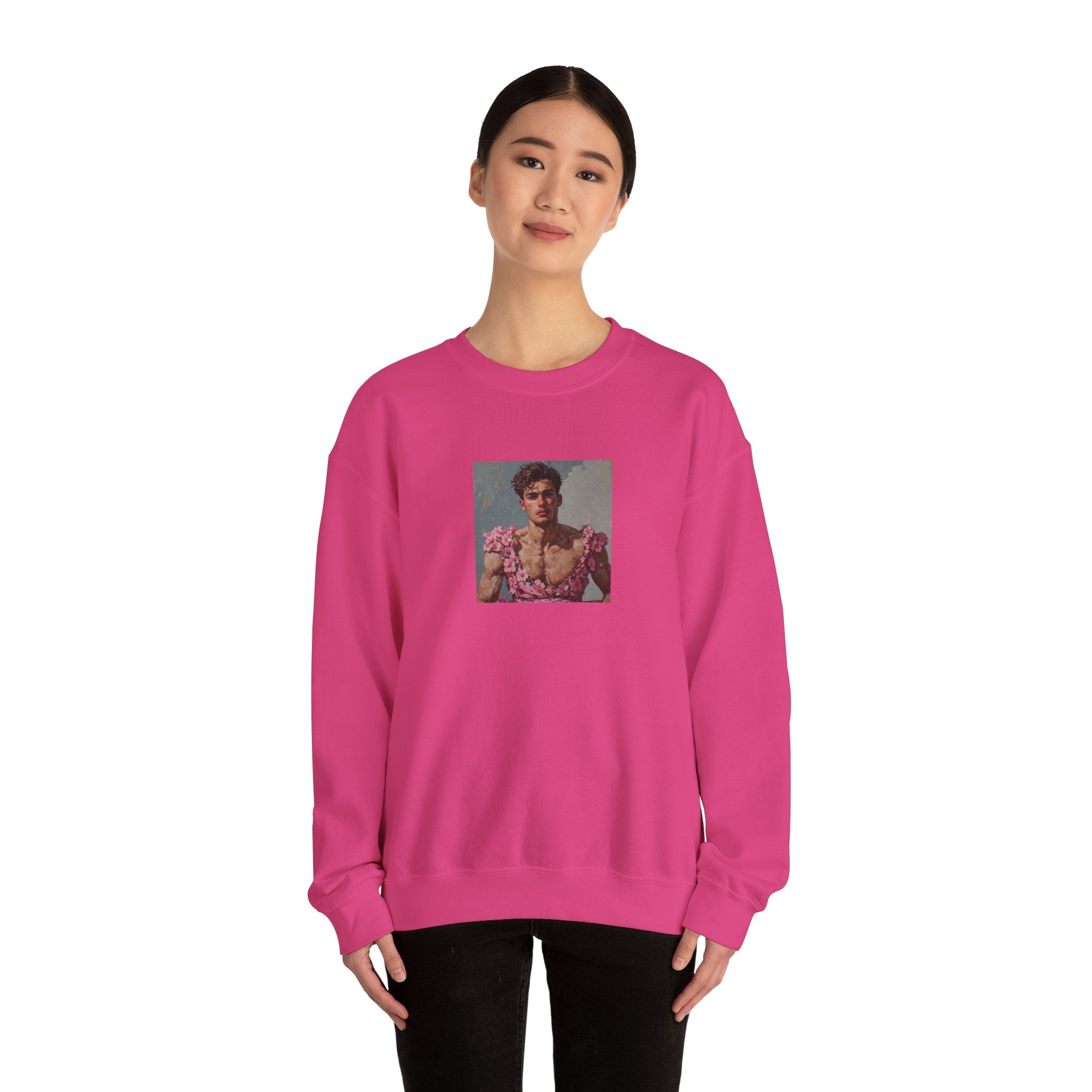 Man In Pink Dress Crewneck Sweatshirt