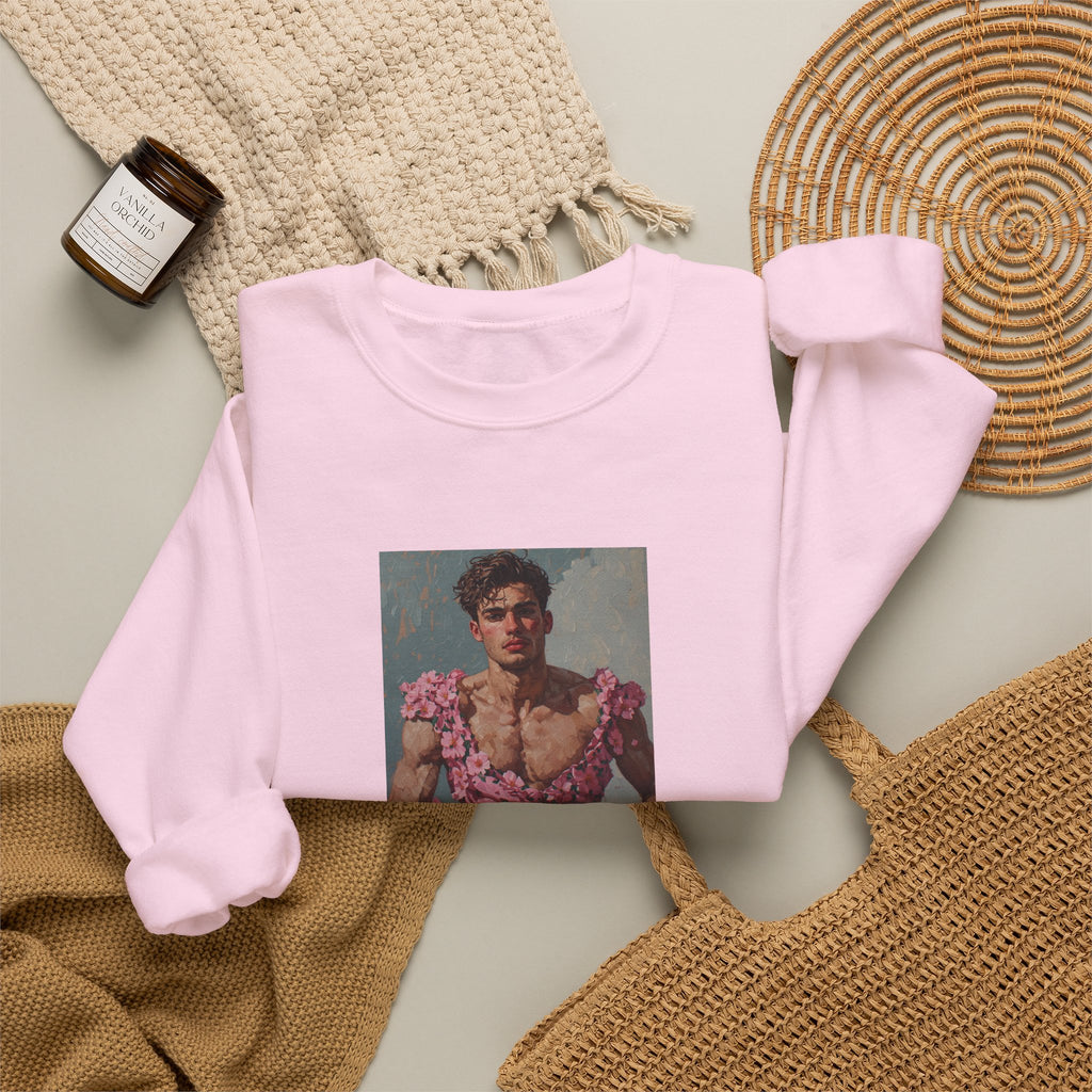 Man In Pink Dress Crewneck Sweatshirt