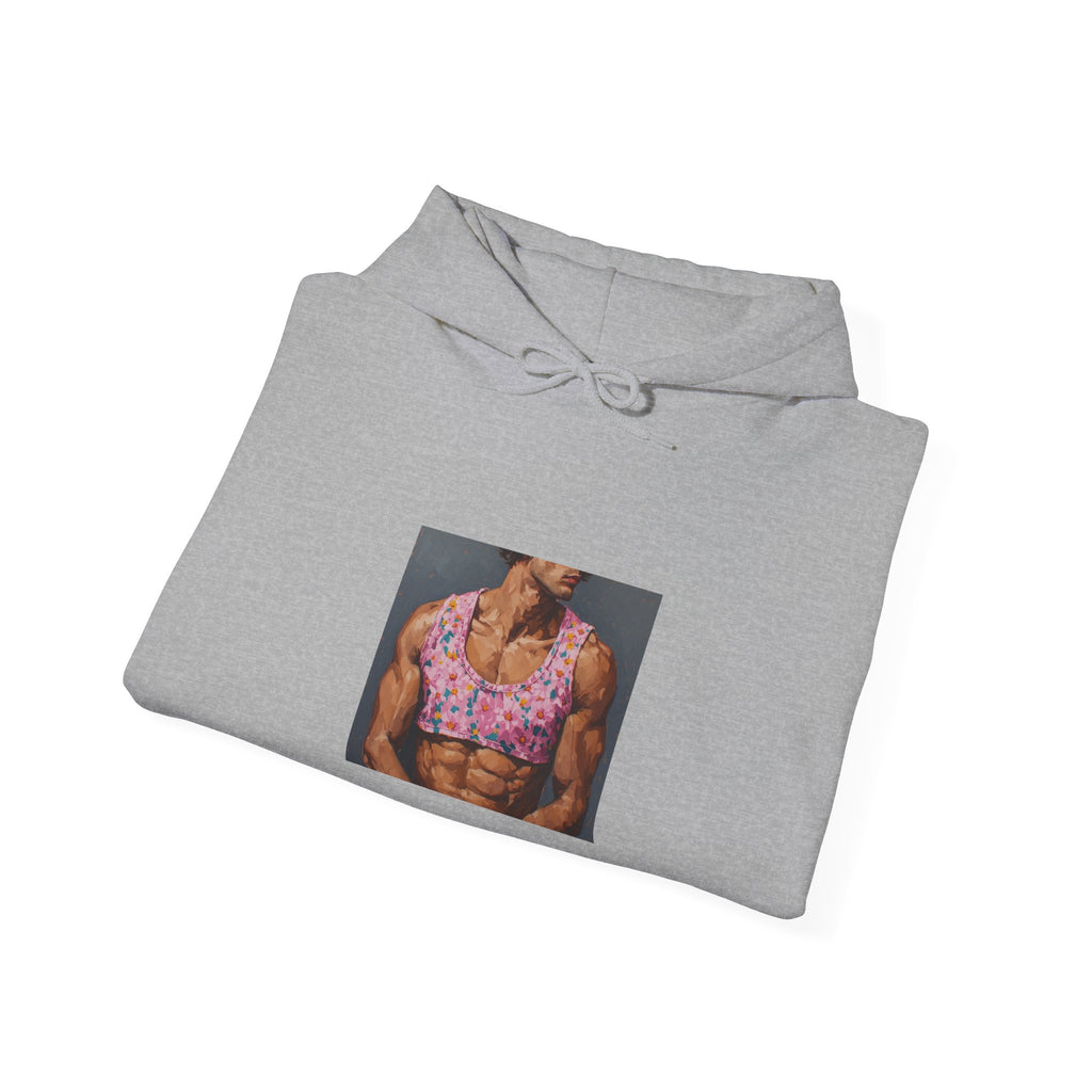 Pink Crop-Top Print Hoodie