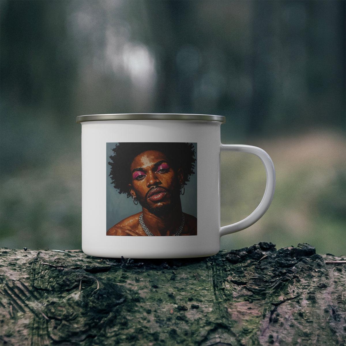 Man With Necklace Enamel Cup w/ Rile By IL Logo