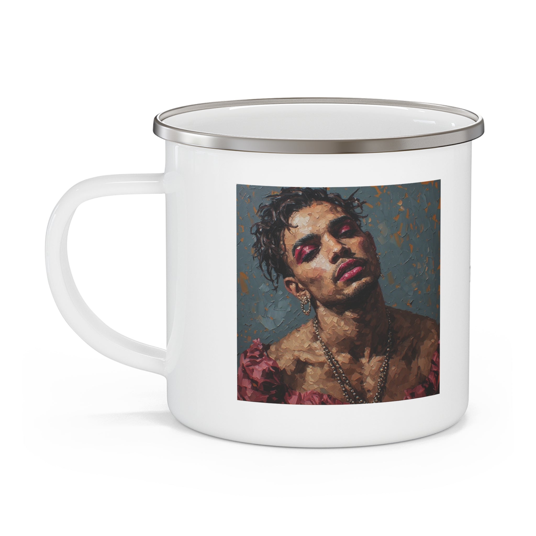 Man w/ PInk Eyeshadow Camping Enamel Cup