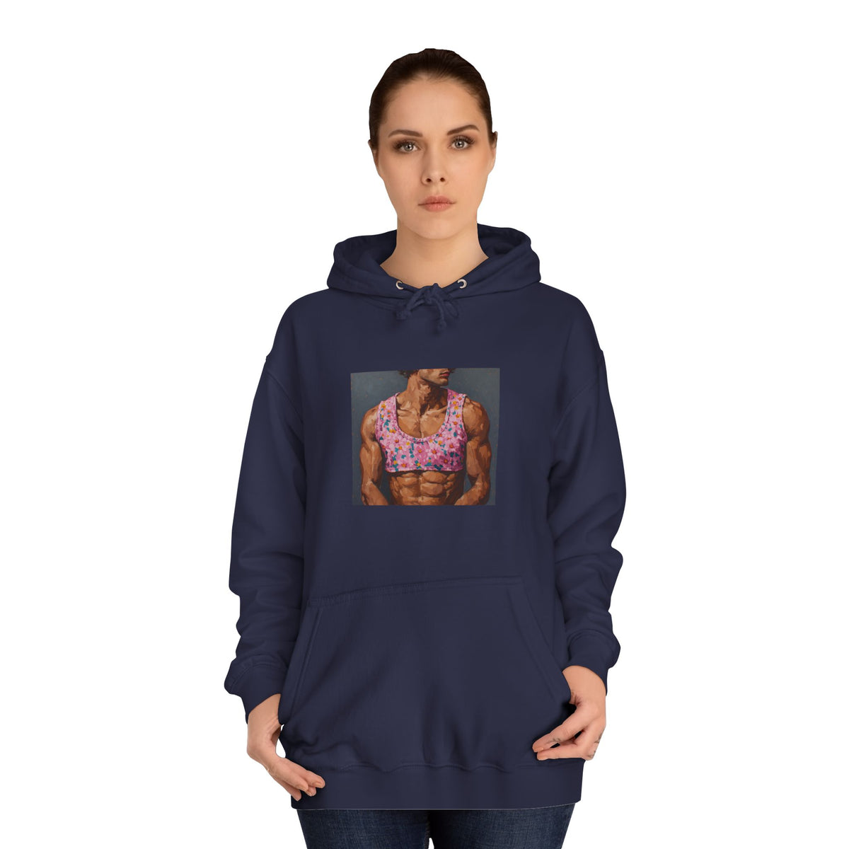 Man In Pink Crop Top Hoodie