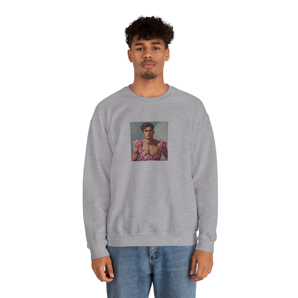 Man In Pink Dress Crewneck Sweatshirt