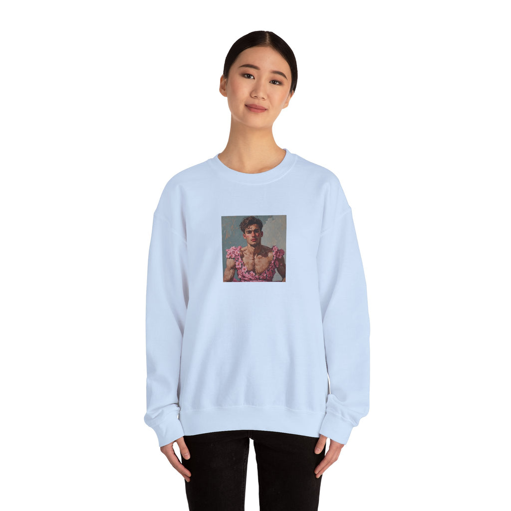 Man In Pink Dress Crewneck Sweatshirt