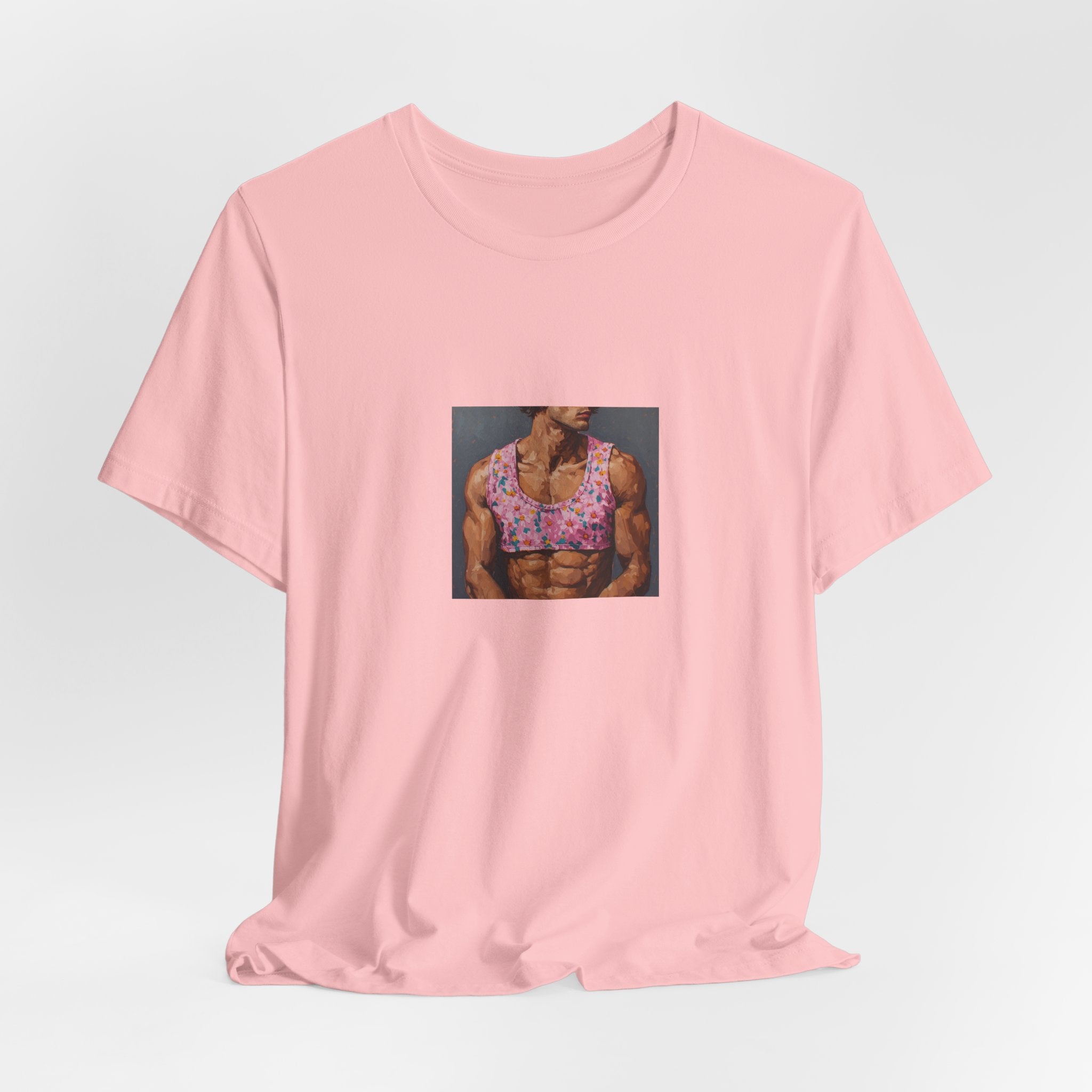 Pink Crop-Top Print T-shirt