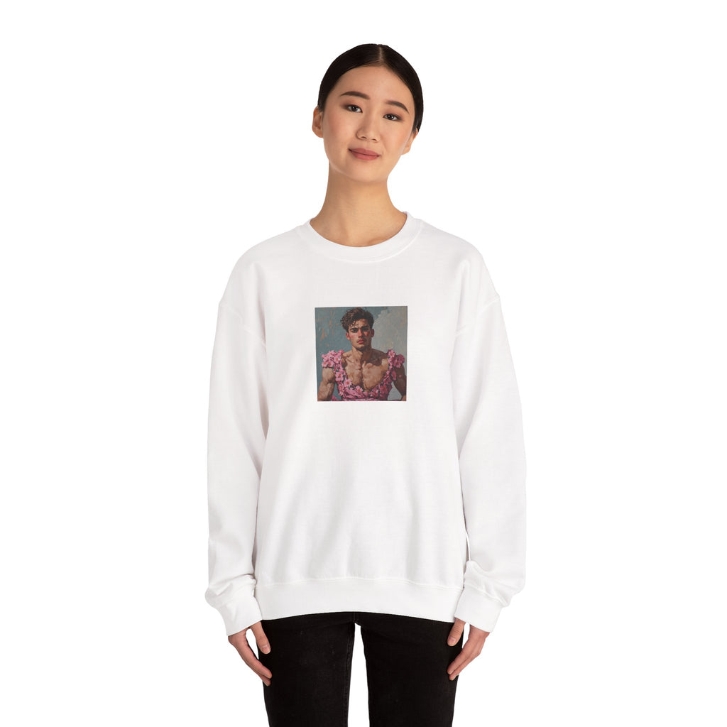 Man In Pink Dress Crewneck Sweatshirt