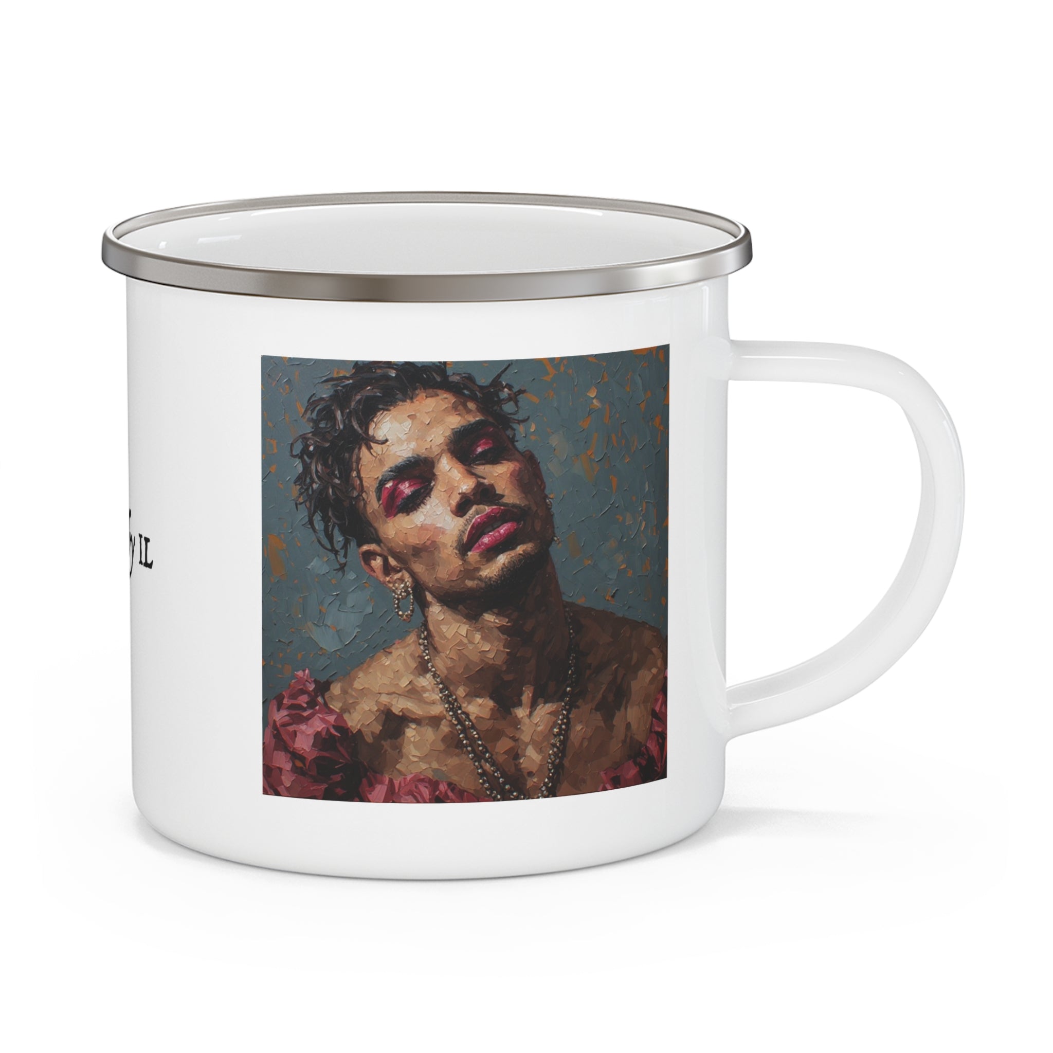 Man w/ PInk Eyeshadow Camping Enamel Cup