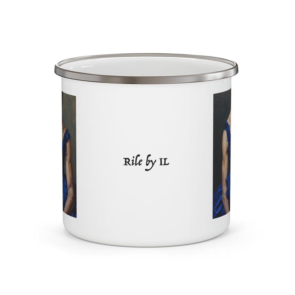 Man In Blue Dress Enamel Cup w/ Rile by IL Logo